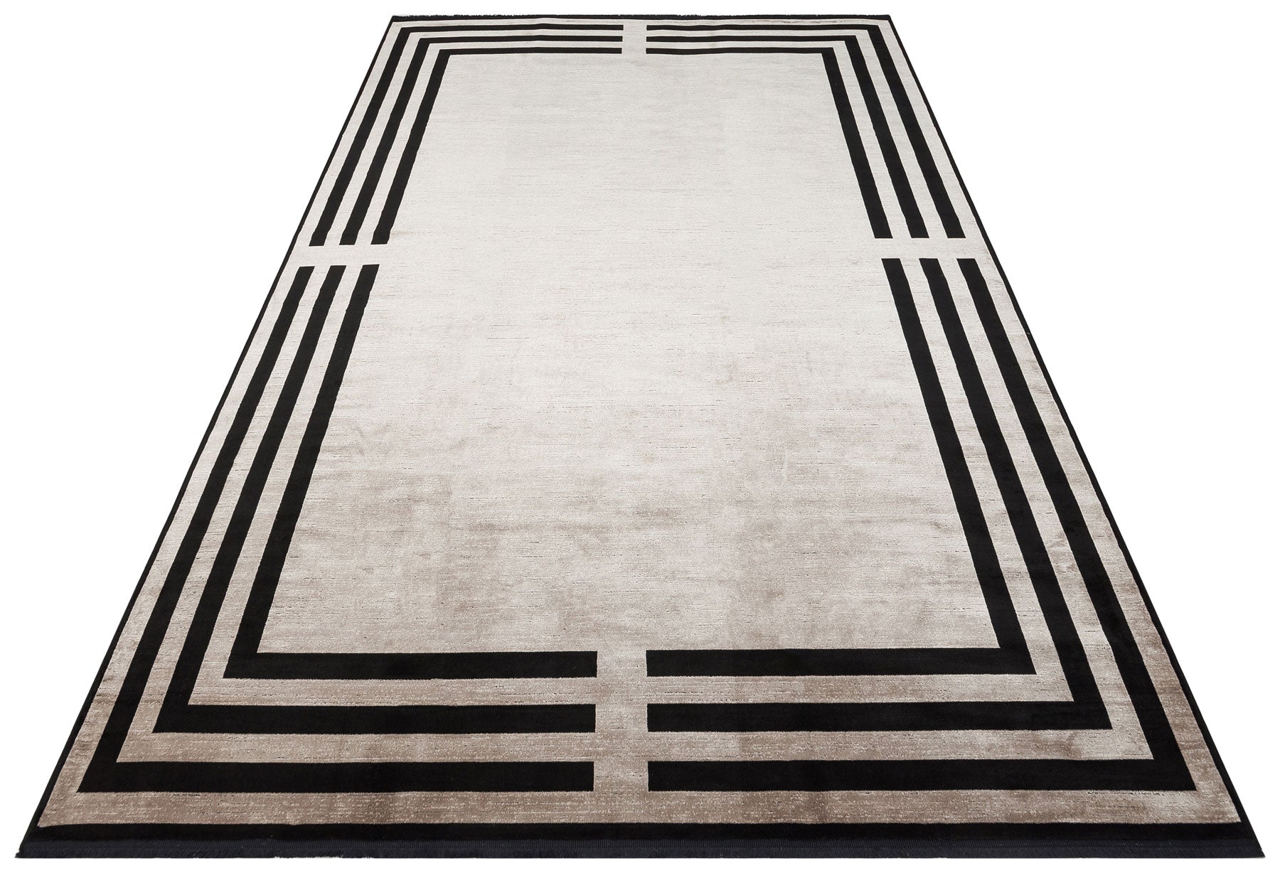 Grey Viscose Area Rug - Classic Machine Made Rug with Soft Texture Carpet