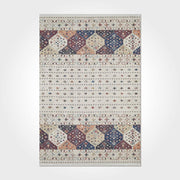 Geometric Area Rug – Washable Non Slip Cream Chenille Cotton Carpet for Living Room