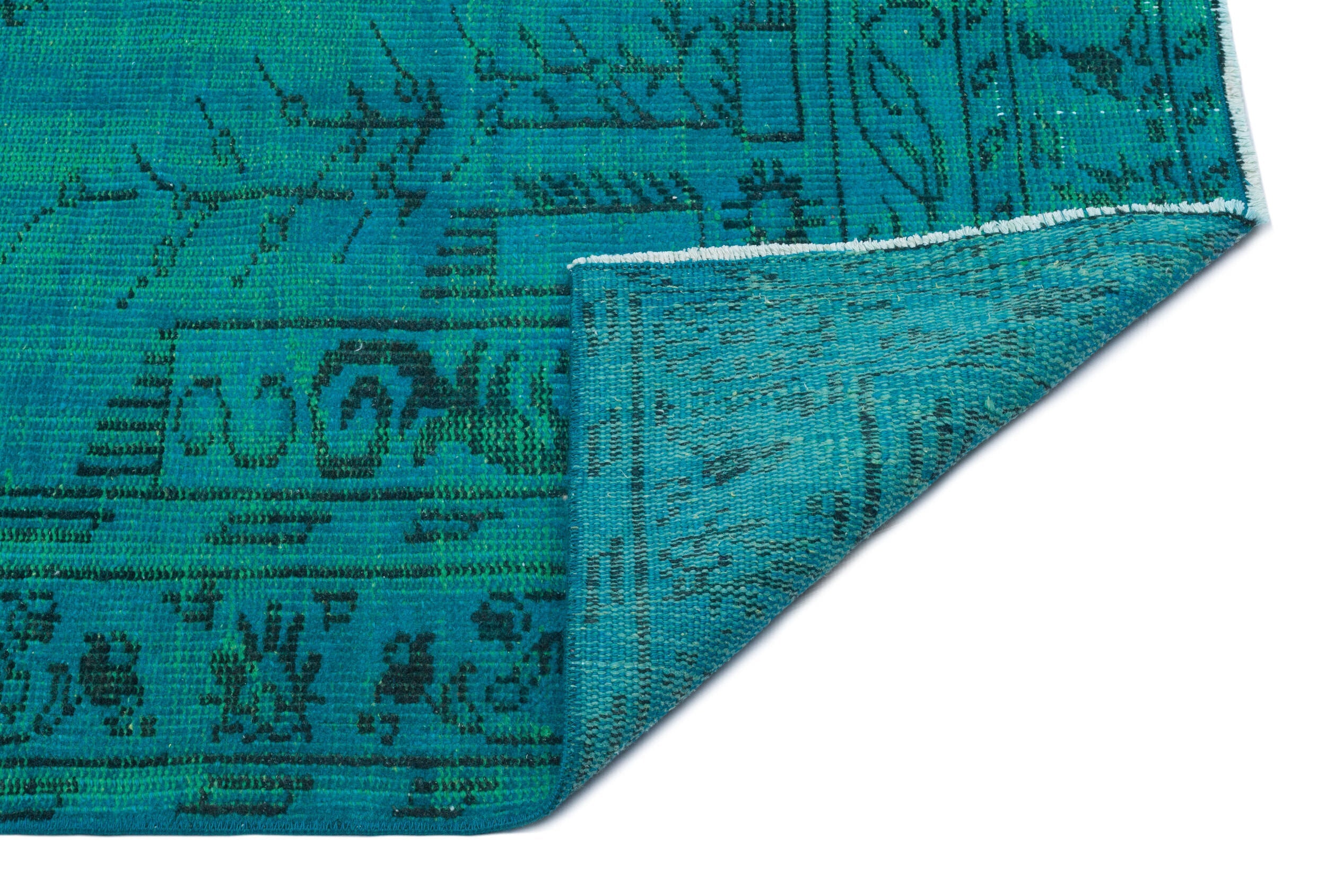 Atina Turquoise Vintage Wool Handmade Area Rug 5'1" x 7'10"