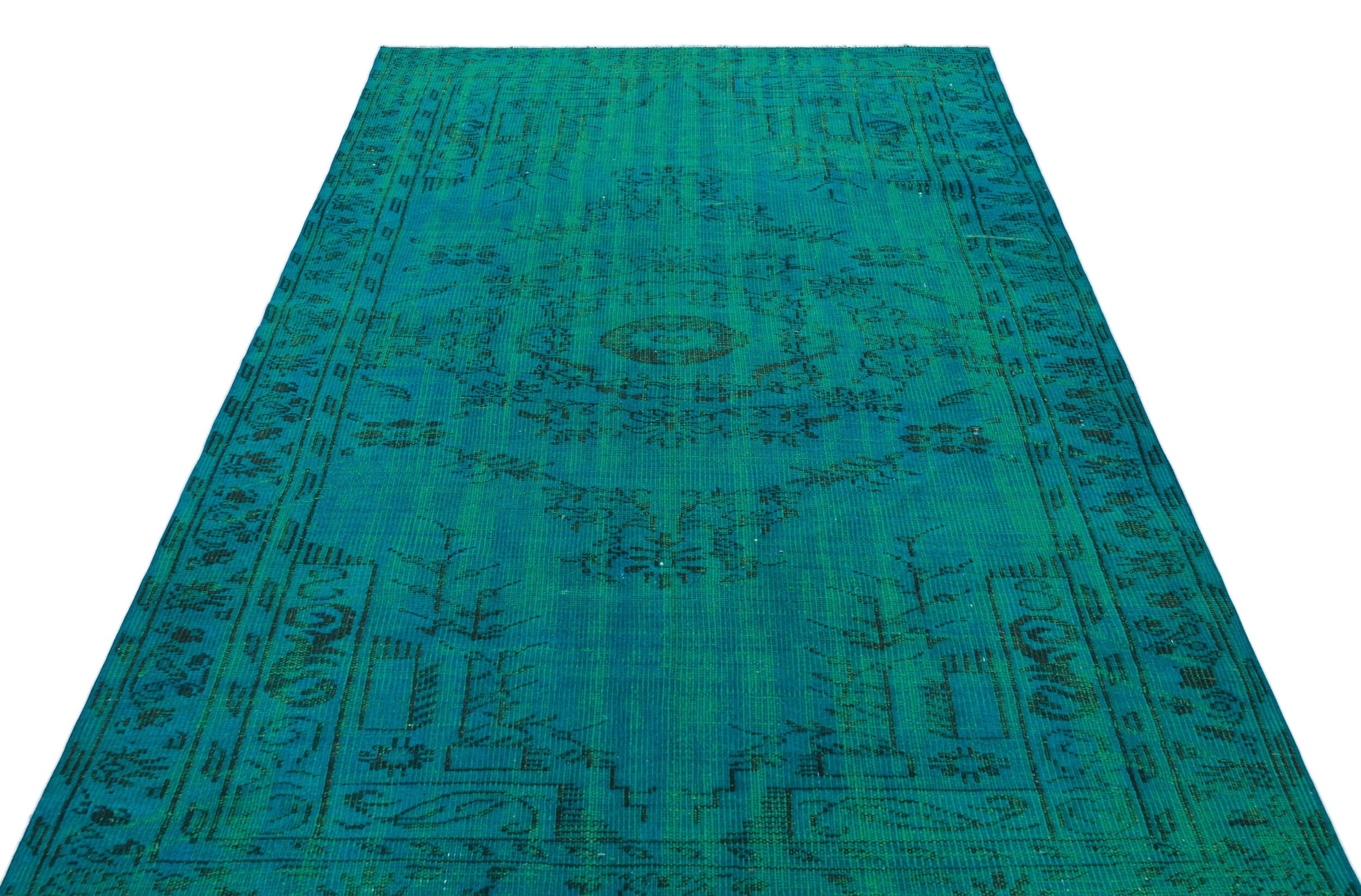 Atina Turquoise Vintage Wool Handmade Area Rug 5'1" x 7'10"