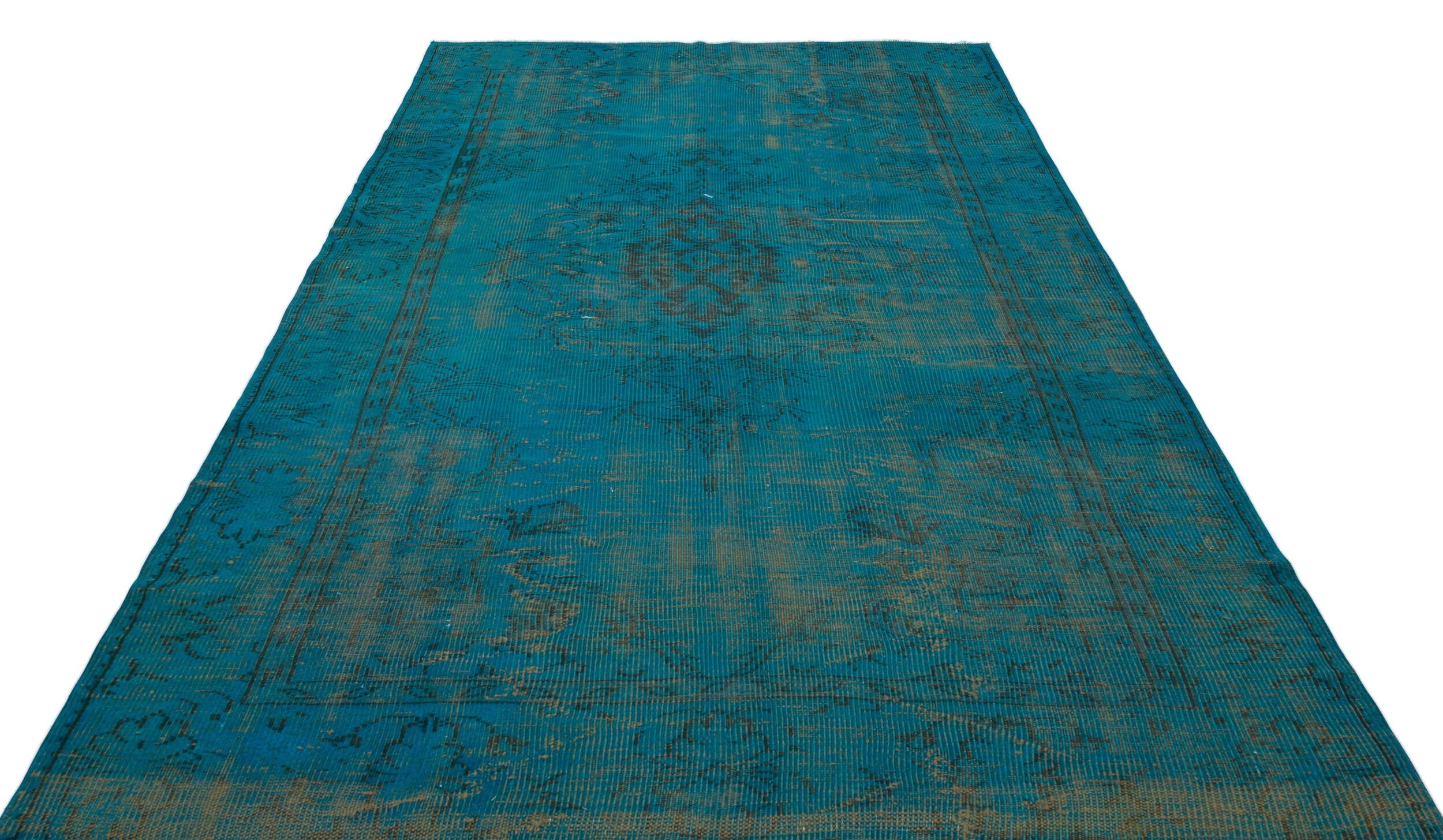Atina Turquoise Vintage Wool Handmade Area Rug 5'9" x 8'10"