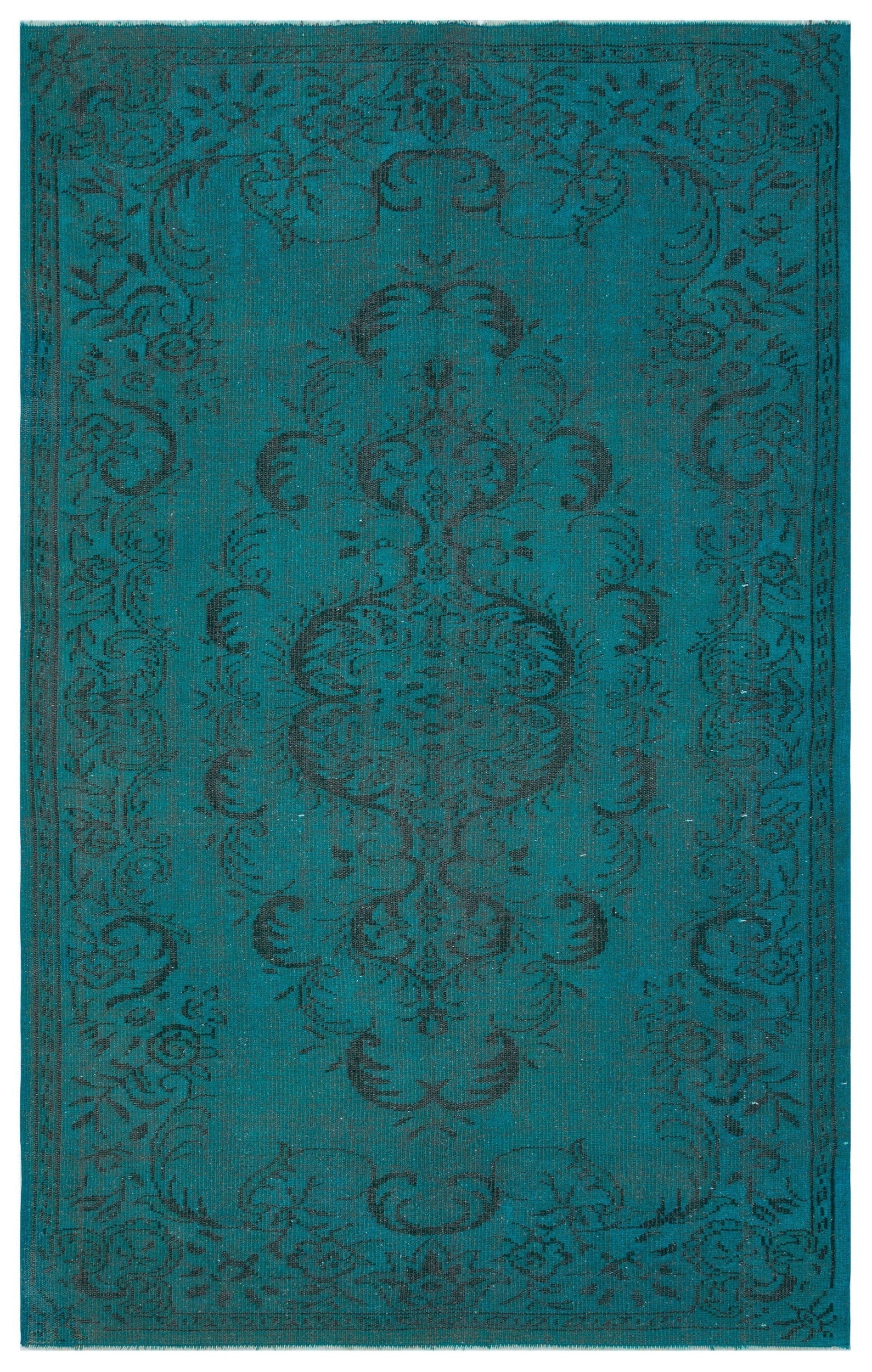 Atina Turquoise Vintage Wool Handmade Area Rug 5'8" x 9'0"