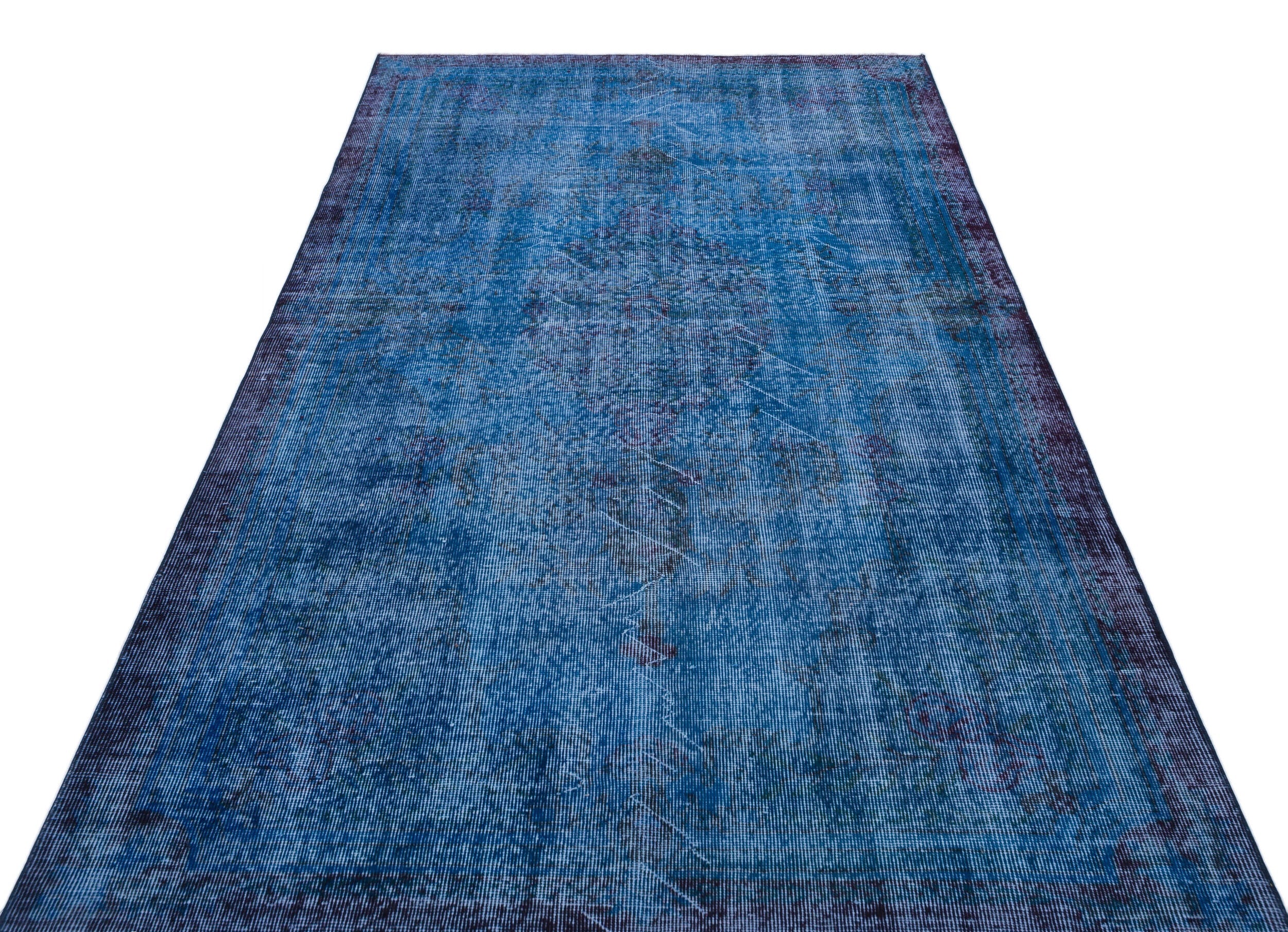 Atina Blue Vintage Wool Handmade Area Rug 4'9" x 8'5"