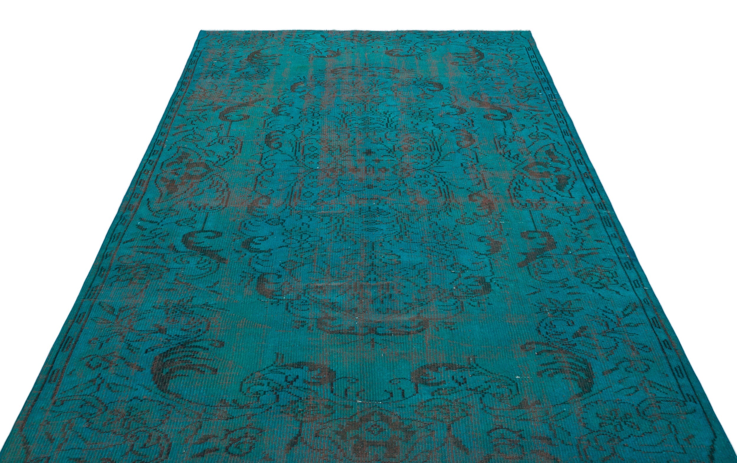 Atina Turquoise Vintage Wool Handmade Area Rug 5'9" x 8'11"