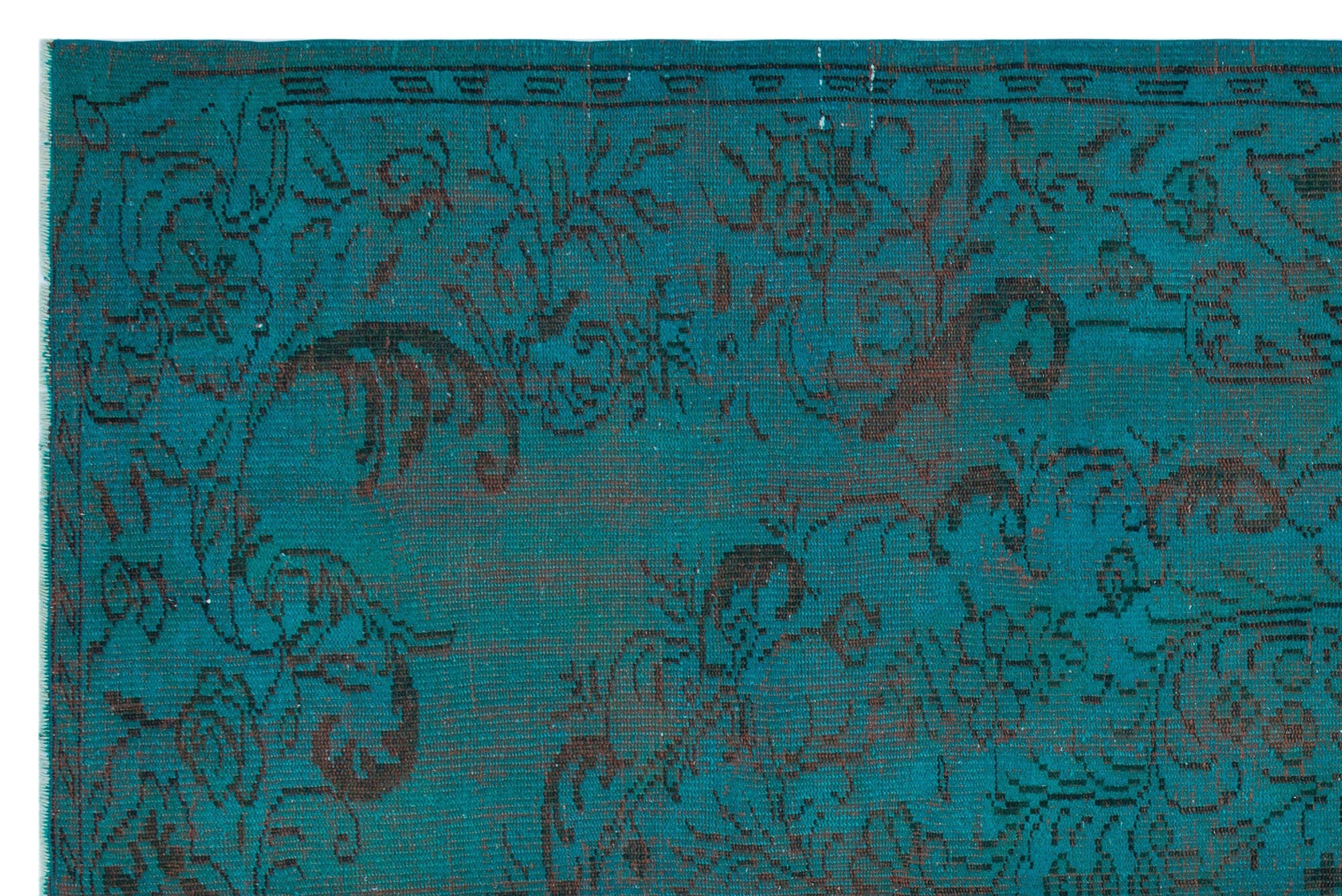 Atina Turquoise Vintage Wool Handmade Area Rug 5'9" x 8'11"