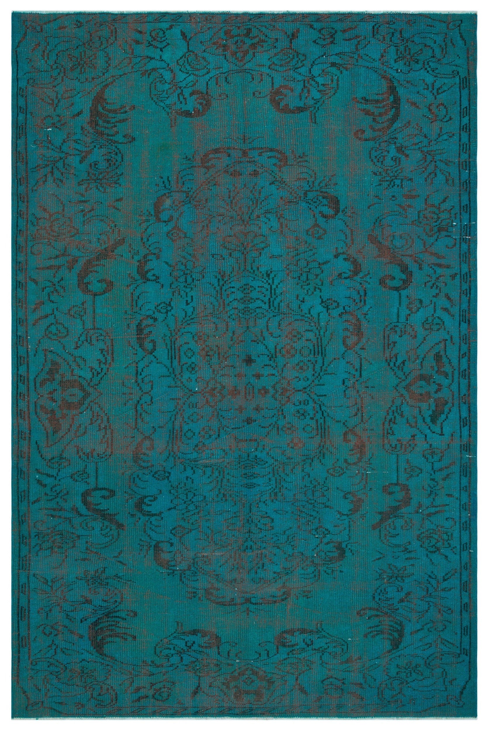 Atina Turquoise Vintage Wool Handmade Area Rug 5'9" x 8'11"