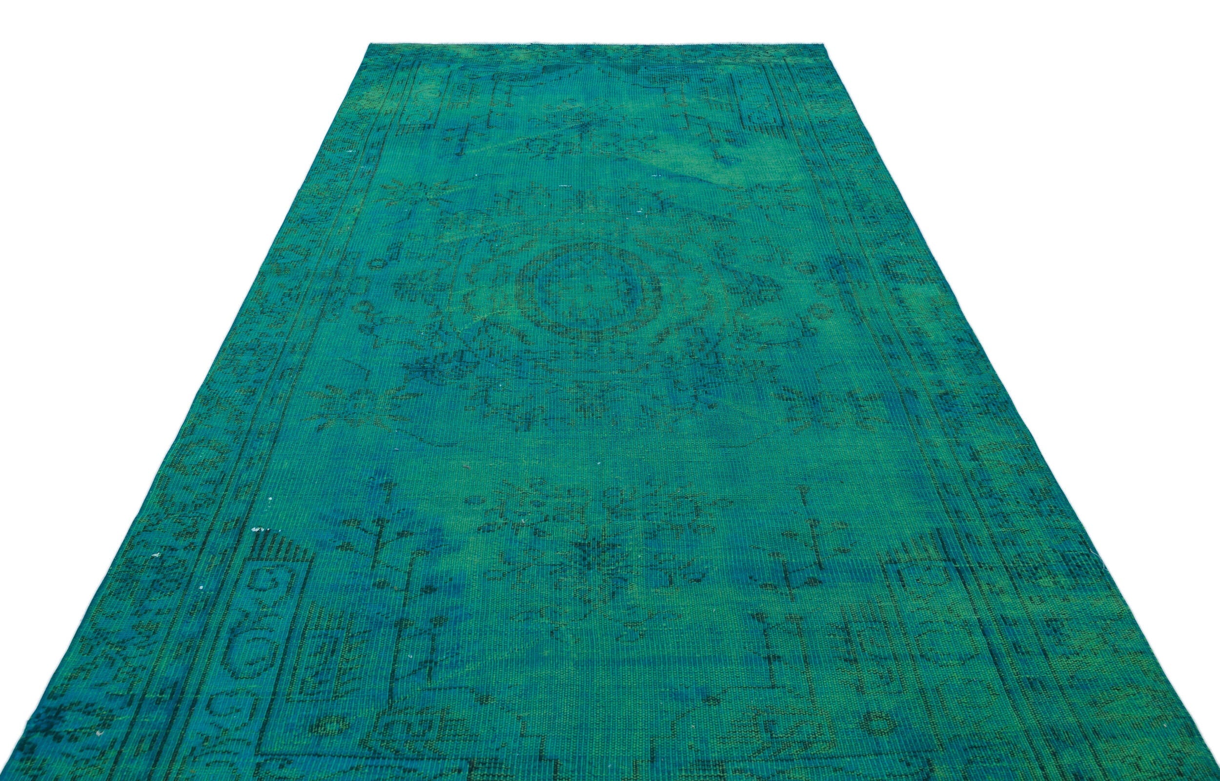 Atina Turquoise Vintage Wool Handmade Area Rug 5'6" x 9'6"