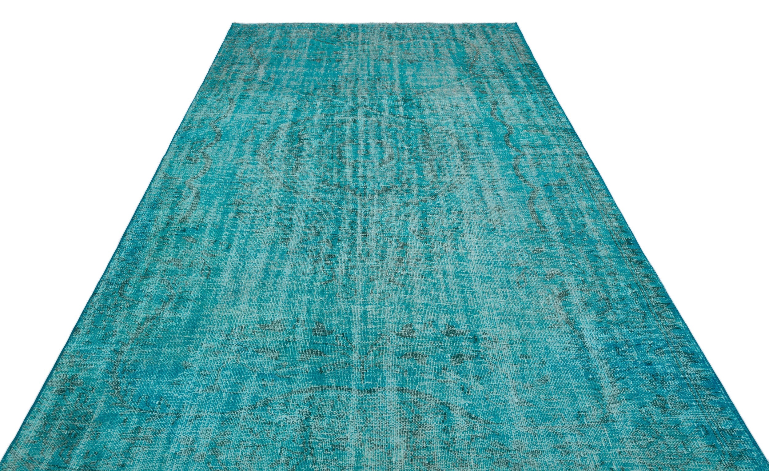 Atina Turquoise Vintage Wool Handmade Area Rug 5'10" x 9'8"
