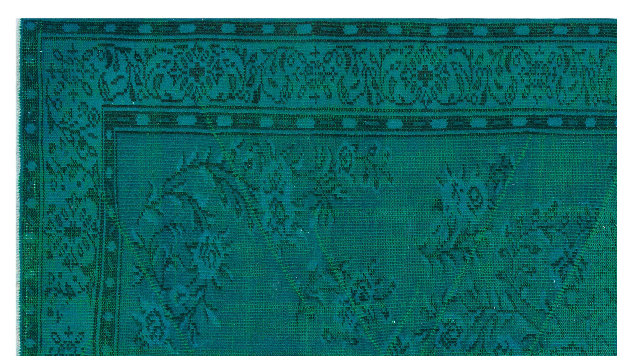 Atina Turquoise Vintage Wool Handmade Area Rug 4'11" x 8'10"