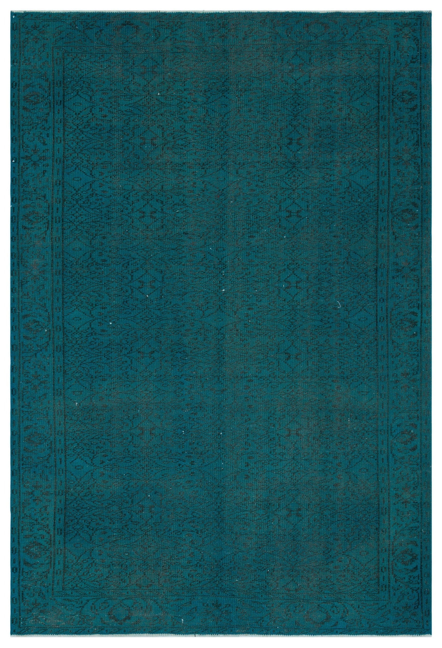 Atina Turquoise Vintage Wool Handmade Area Rug 6'3" x 9'2"