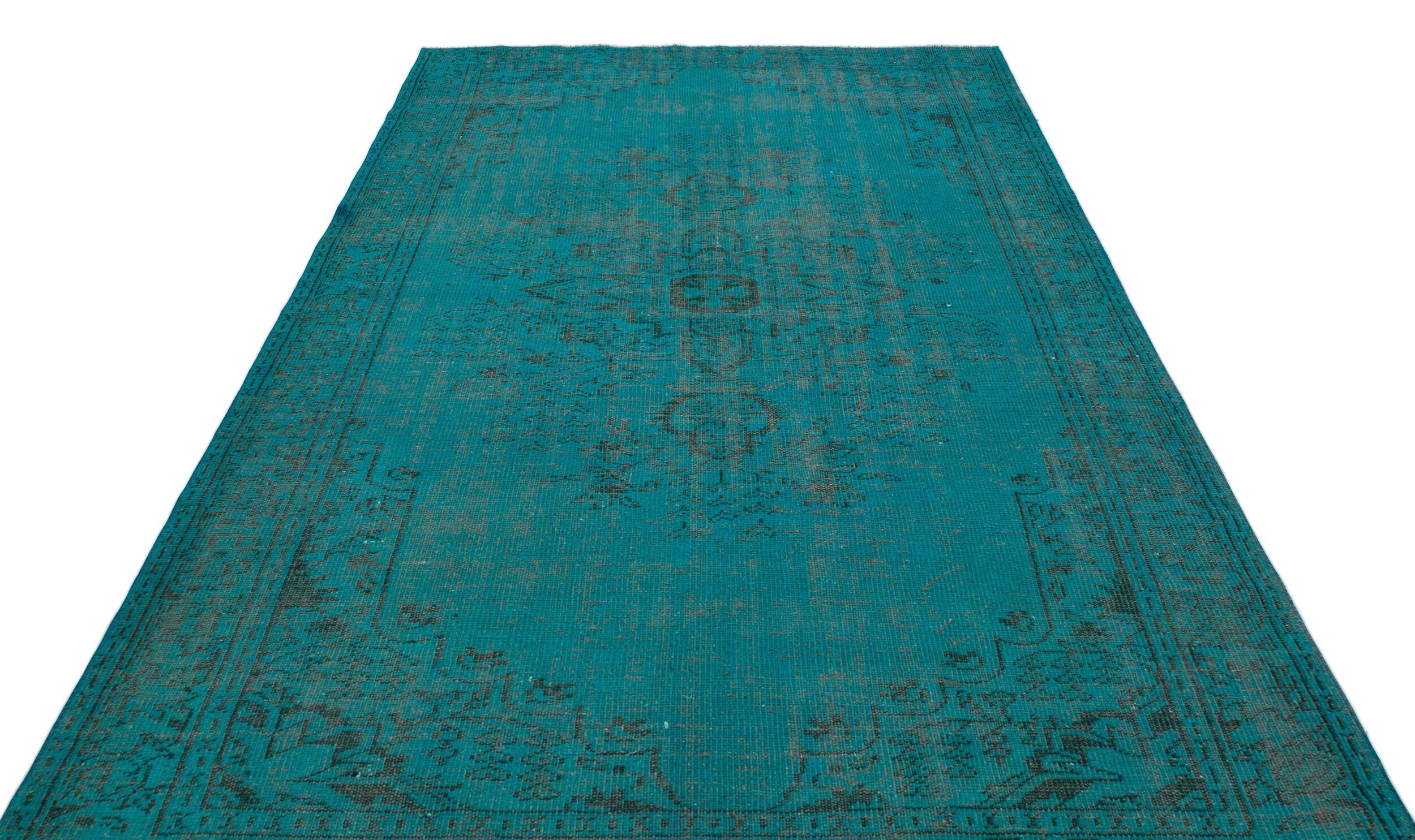 Atina Turquoise Vintage Wool Handmade Area Rug 5'6" x 9'10"