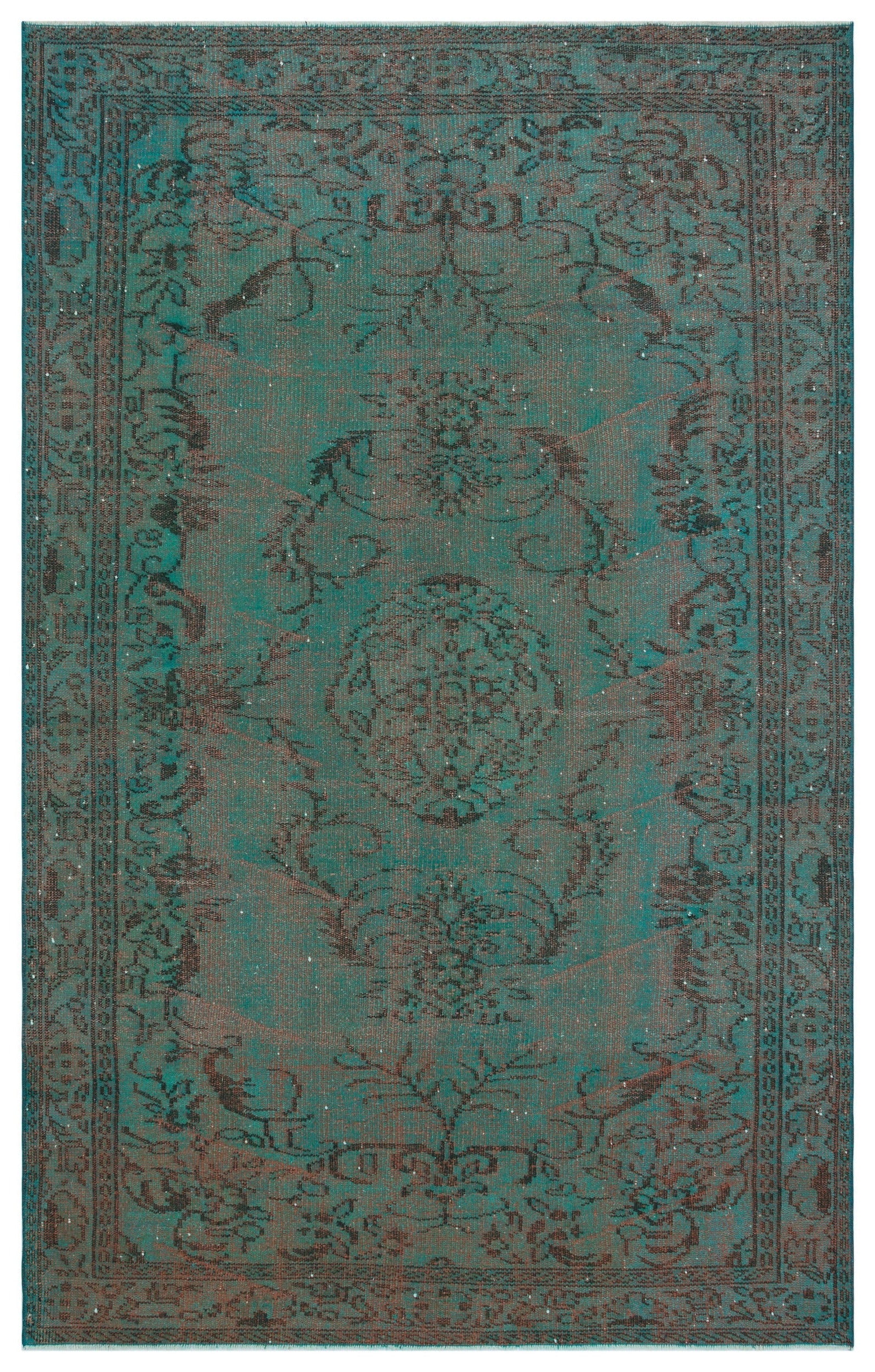 Atina Turquoise Vintage Wool Handmade Area Rug 5'6" x 8'8"