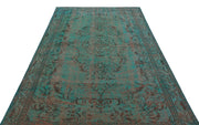 Atina Turquoise Vintage Wool Handmade Area Rug 5'6" x 8'8"
