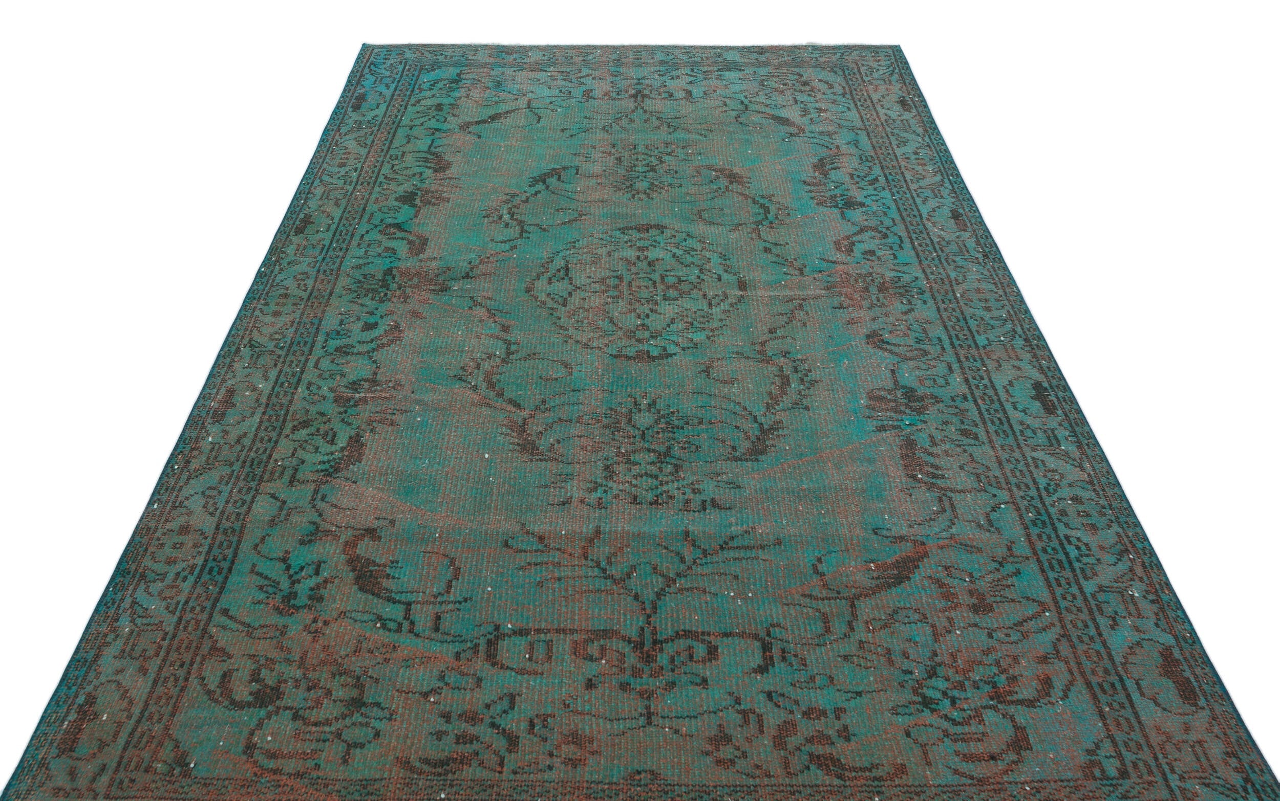 Atina Turquoise Vintage Wool Handmade Area Rug 5'6" x 8'8"