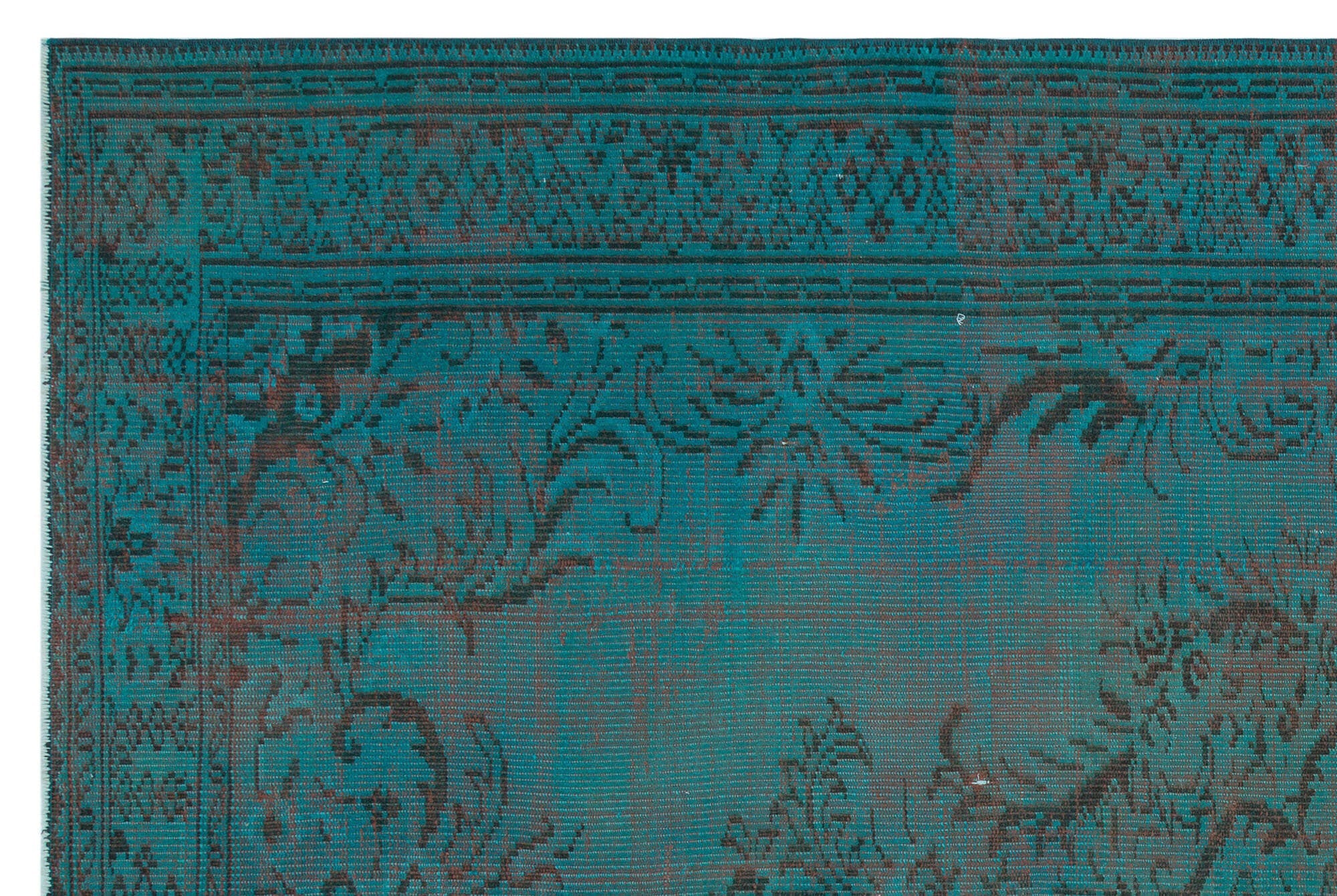 Atina Turquoise Vintage Wool Handmade Area Rug 6'5" x 9'6"
