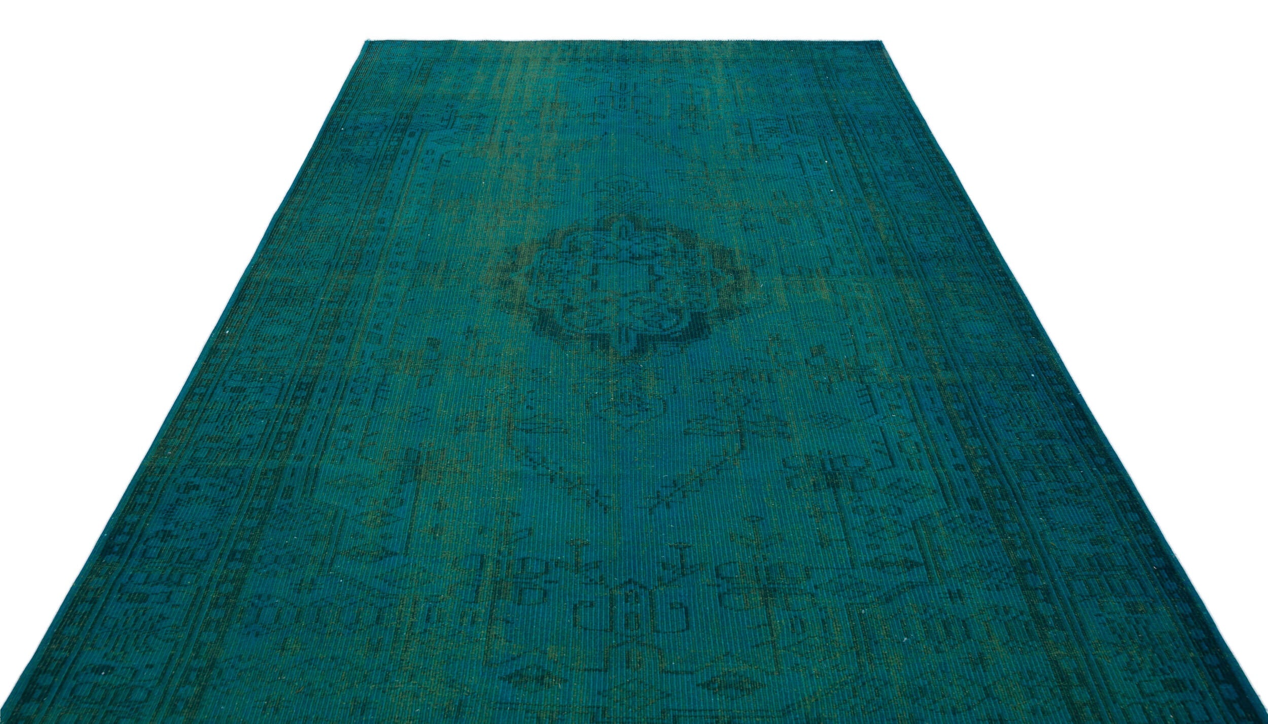 Atina Turquoise Vintage Wool Handmade Area Rug 6'2" x 9'5"