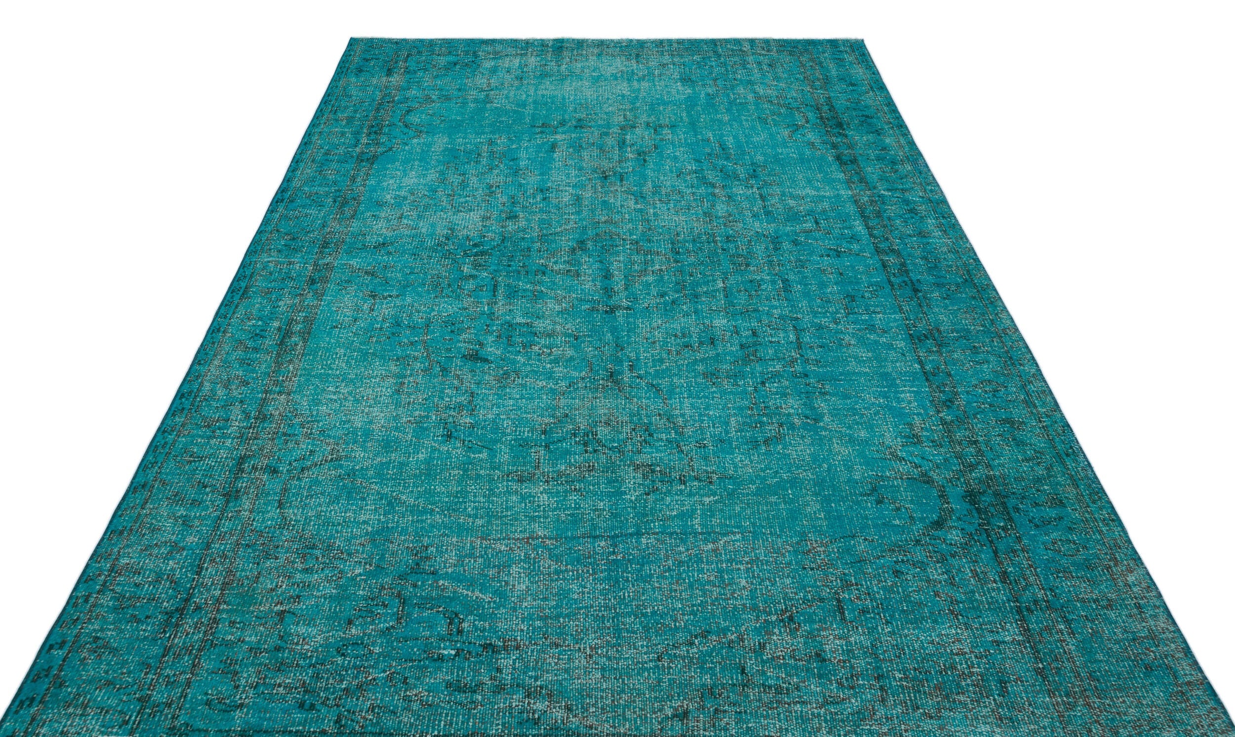 Atina Turquoise Vintage Wool Handmade Area Rug 6'2" x 8'10"