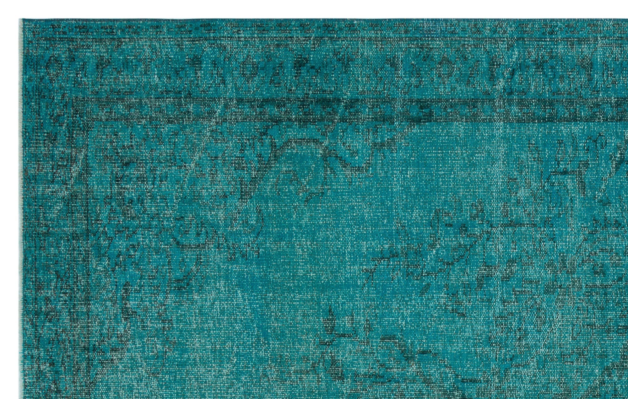 Atina Turquoise Vintage Wool Handmade Area Rug 6'2" x 8'10"