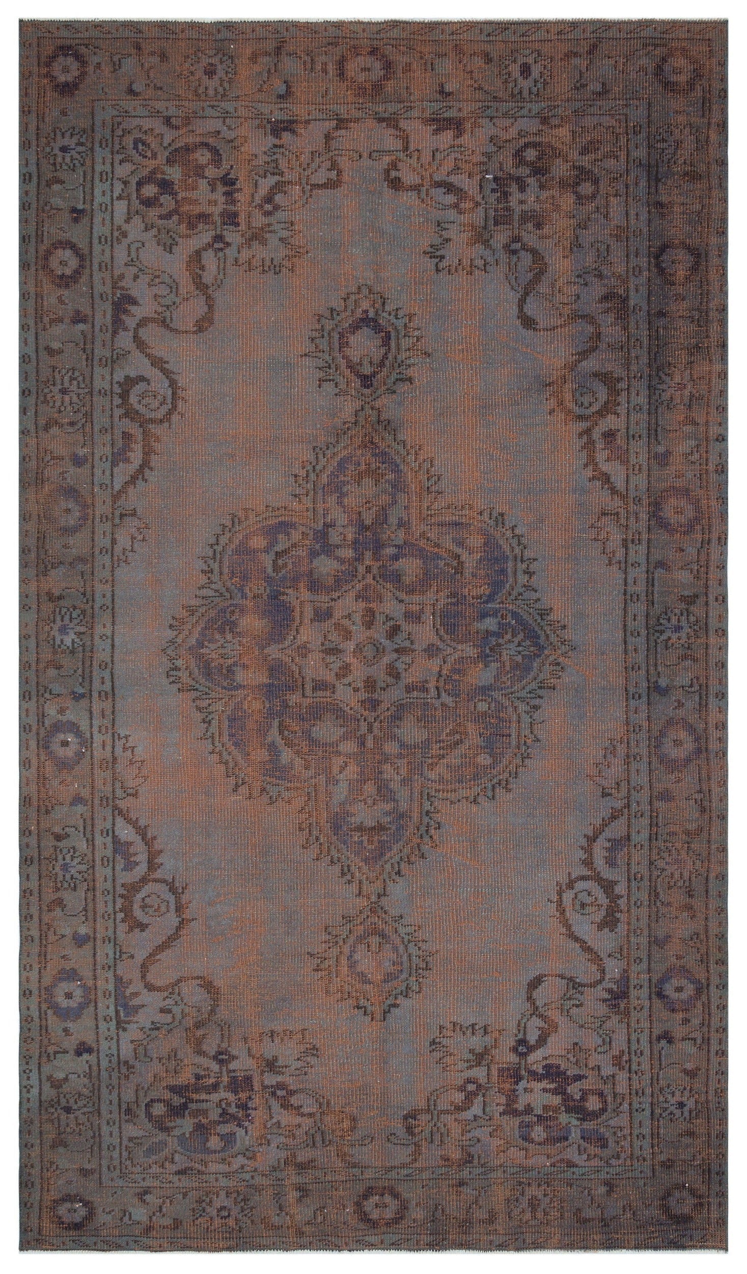 Atina Brown Vintage Wool Handmade Area Rug 5'8" x 9'8"