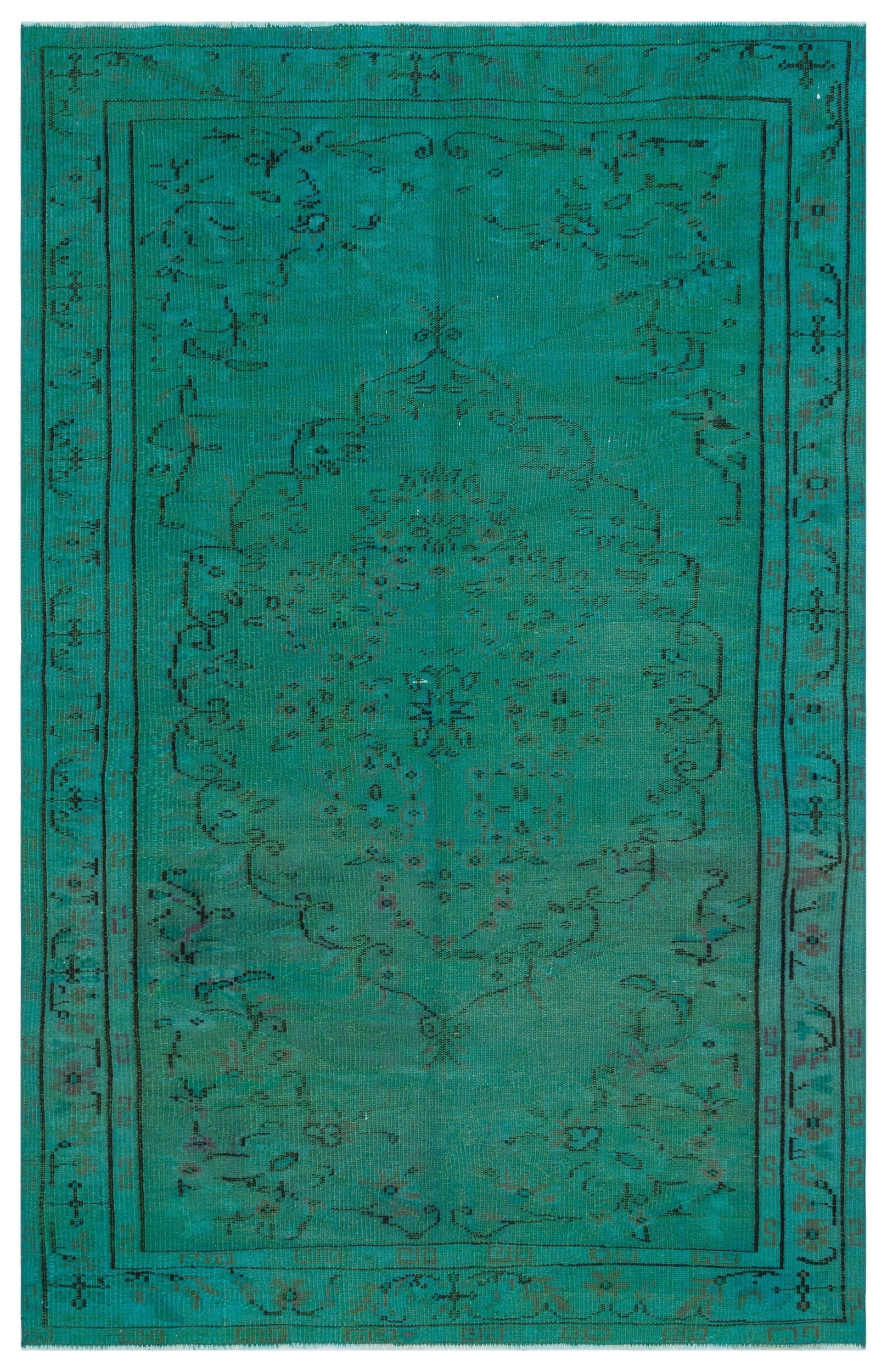 Atina Turquoise Vintage Wool Handmade Area Rug 5'1" x 7'11"