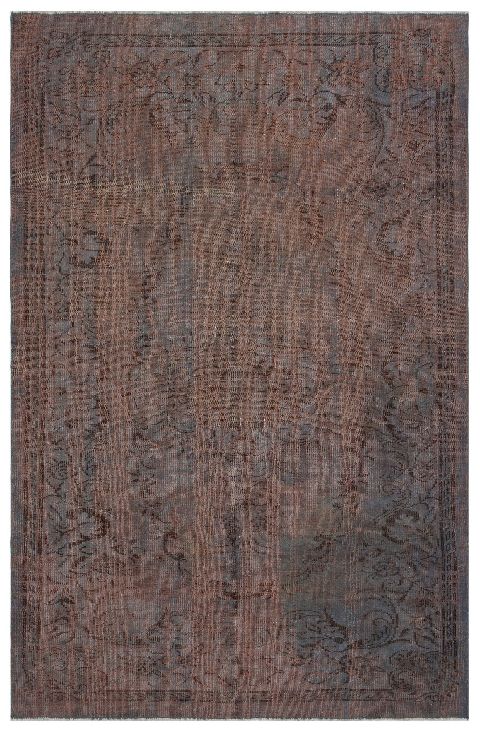 Atina Brown Vintage Wool Handmade Area Rug 5'9" x 8'7"