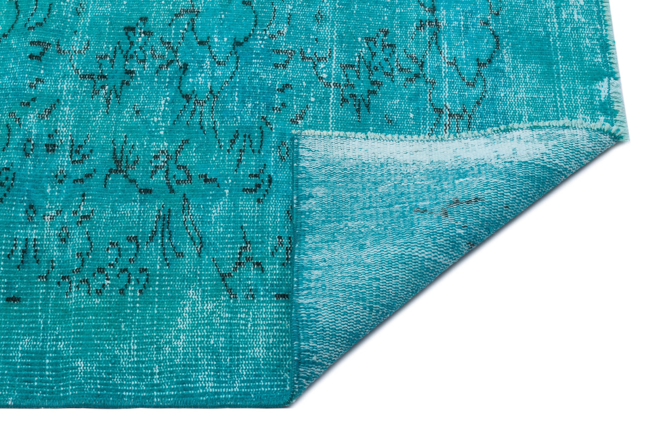 Atina Turquoise Vintage Wool Handmade Area Rug 6'1" x 9'6"