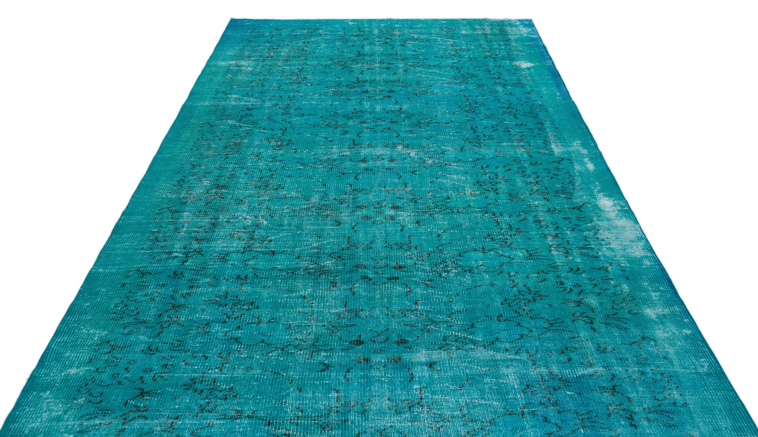 Atina Turquoise Vintage Wool Handmade Area Rug 6'1" x 9'6"