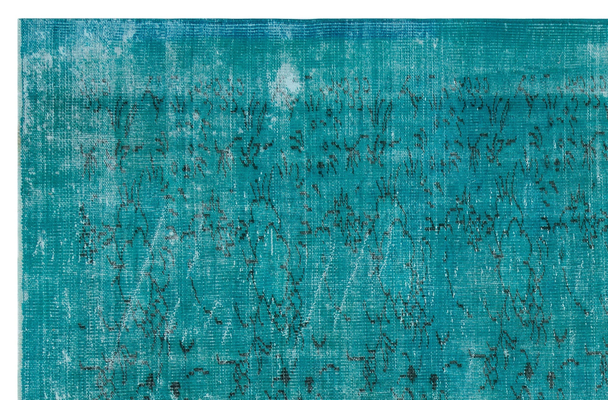 Atina Turquoise Vintage Wool Handmade Area Rug 6'1" x 9'6"
