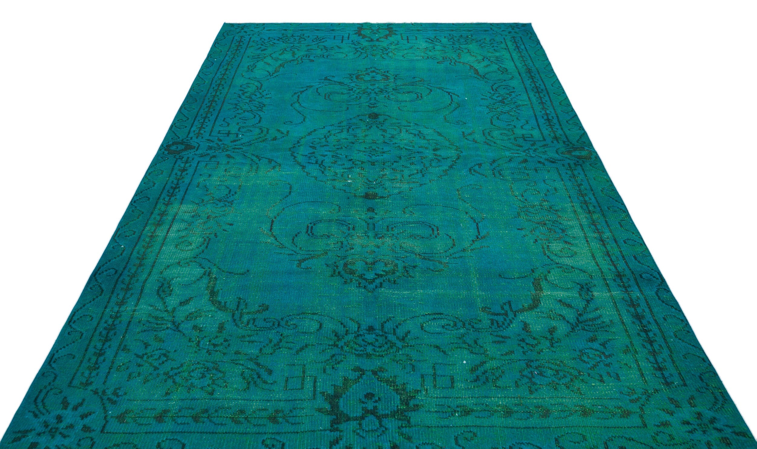 Atina Turquoise Vintage Wool Handmade Area Rug 5'10" x 8'5"