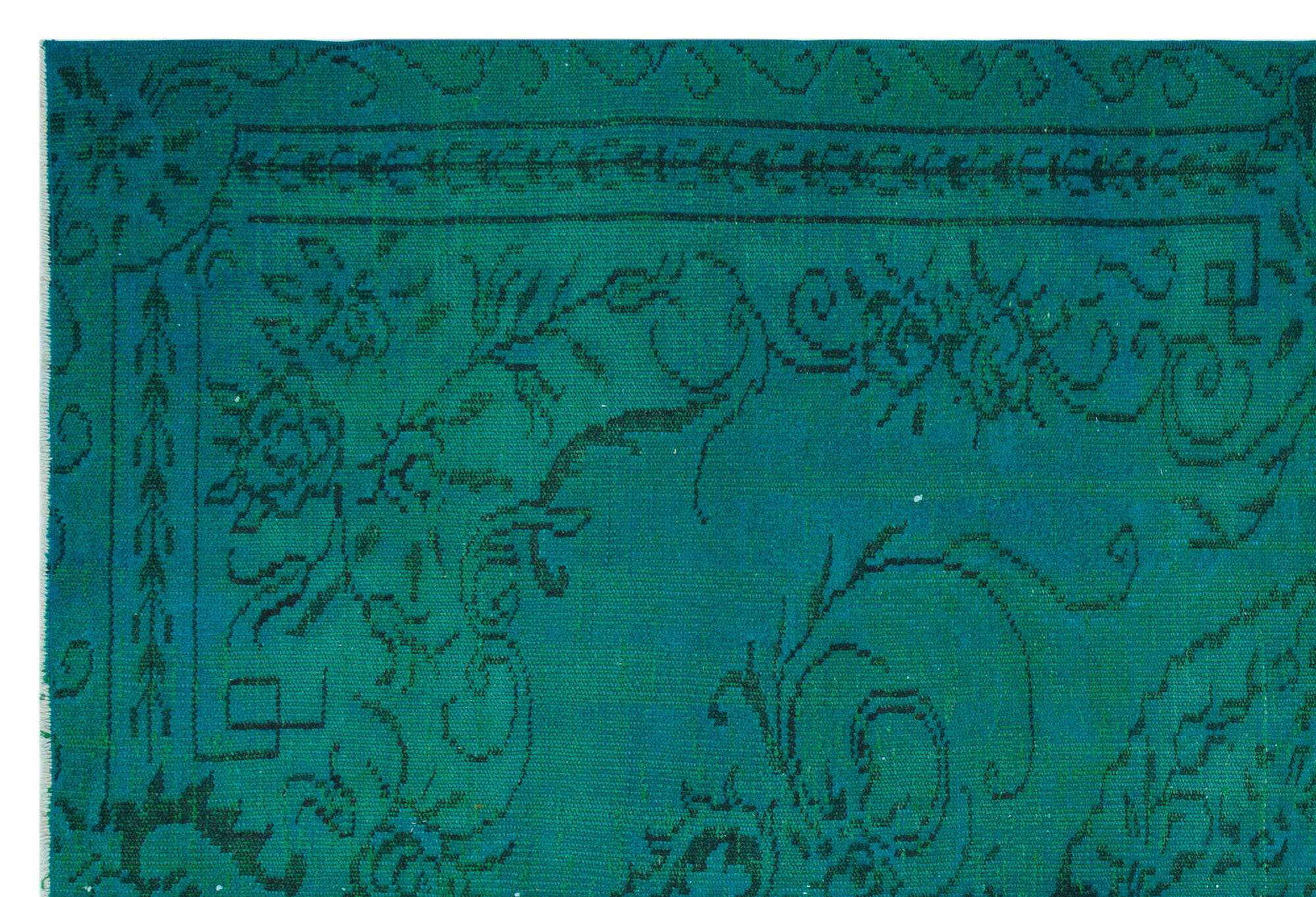 Atina Turquoise Vintage Wool Handmade Area Rug 5'10" x 8'5"