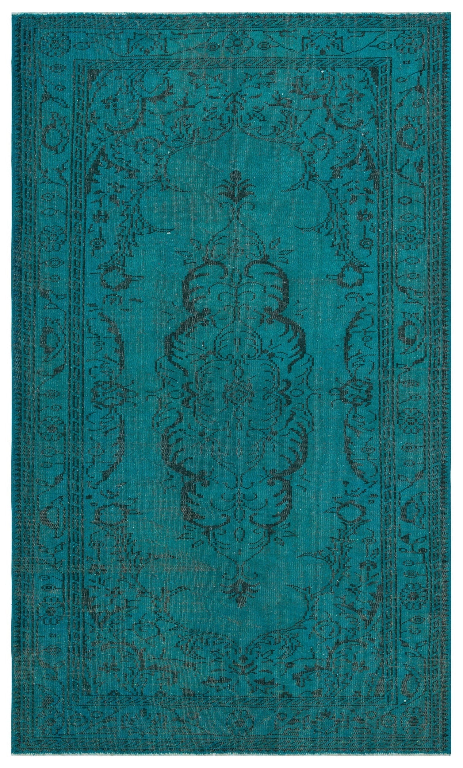 Atina Turquoise Vintage Wool Handmade Area Rug 5'1" x 8'8"
