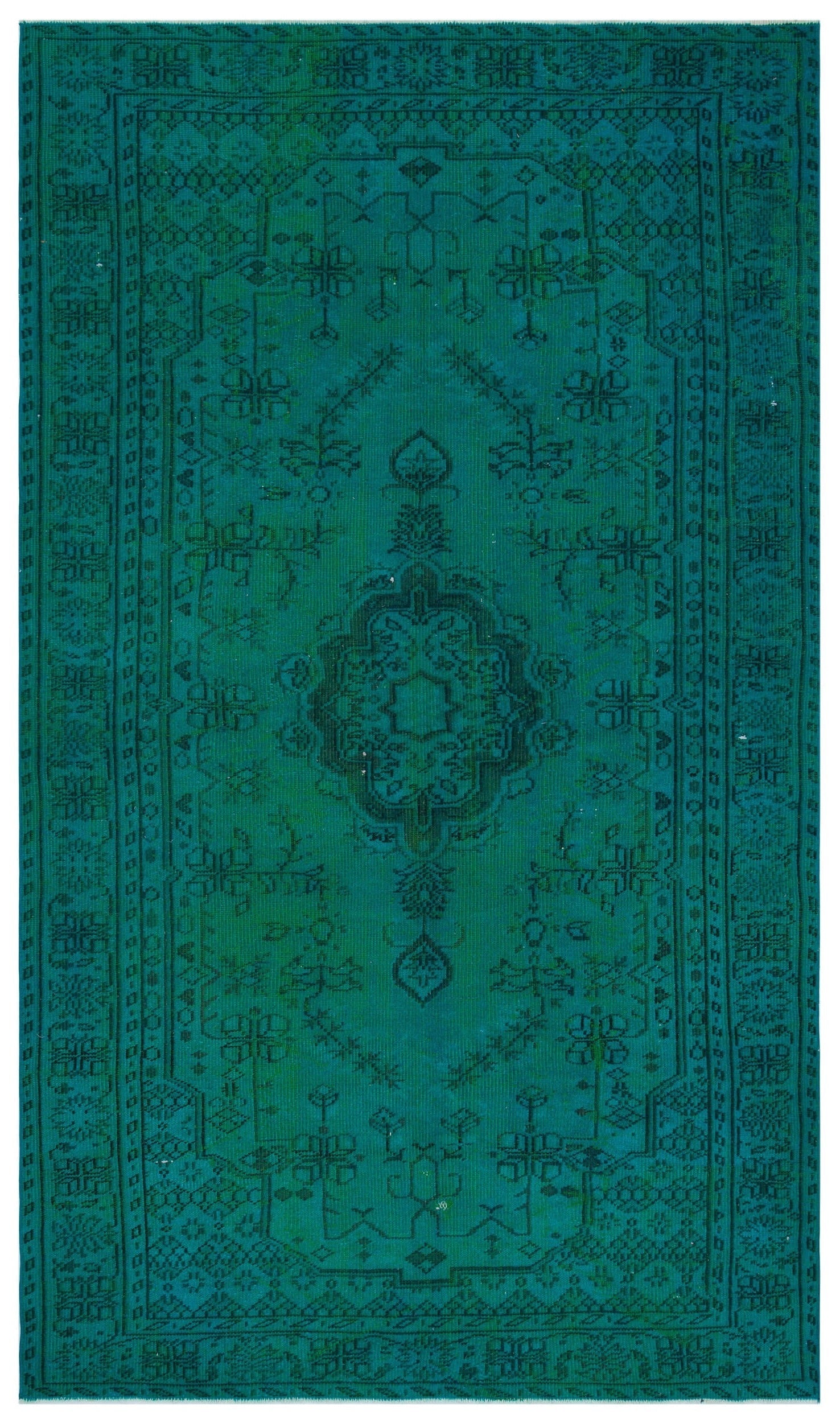 Atina Turquoise Vintage Wool Handmade Area Rug 5'8" x 9'9"