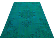 Atina Turquoise Vintage Wool Handmade Area Rug 4'9" x 7'10"