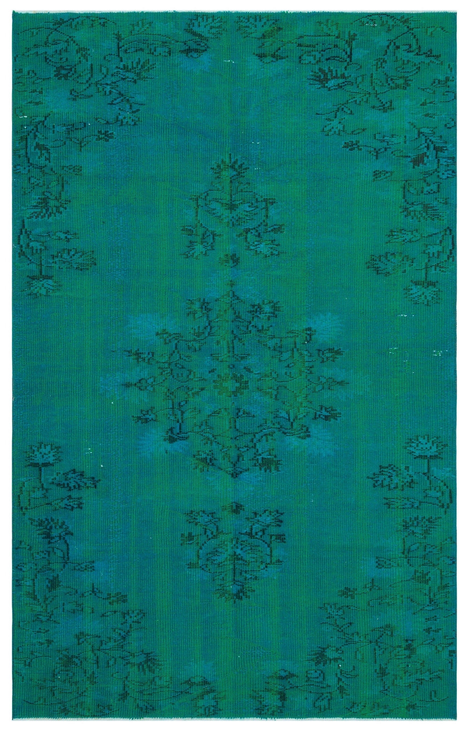 Atina Turquoise Vintage Wool Handmade Area Rug 4'9" x 7'10"