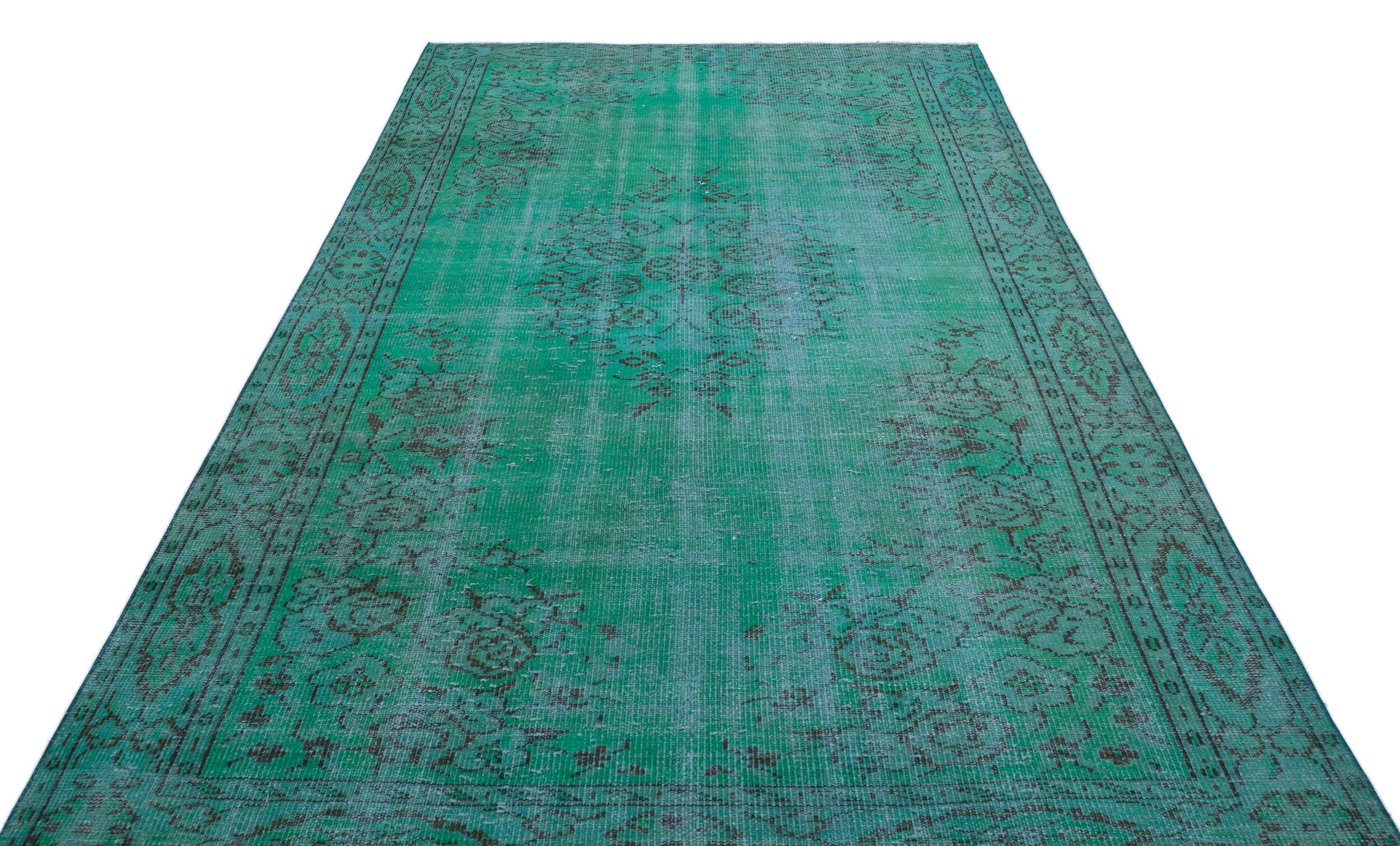 Atina Turquoise Vintage Wool Handmade Area Rug 5'10" x 9'5"