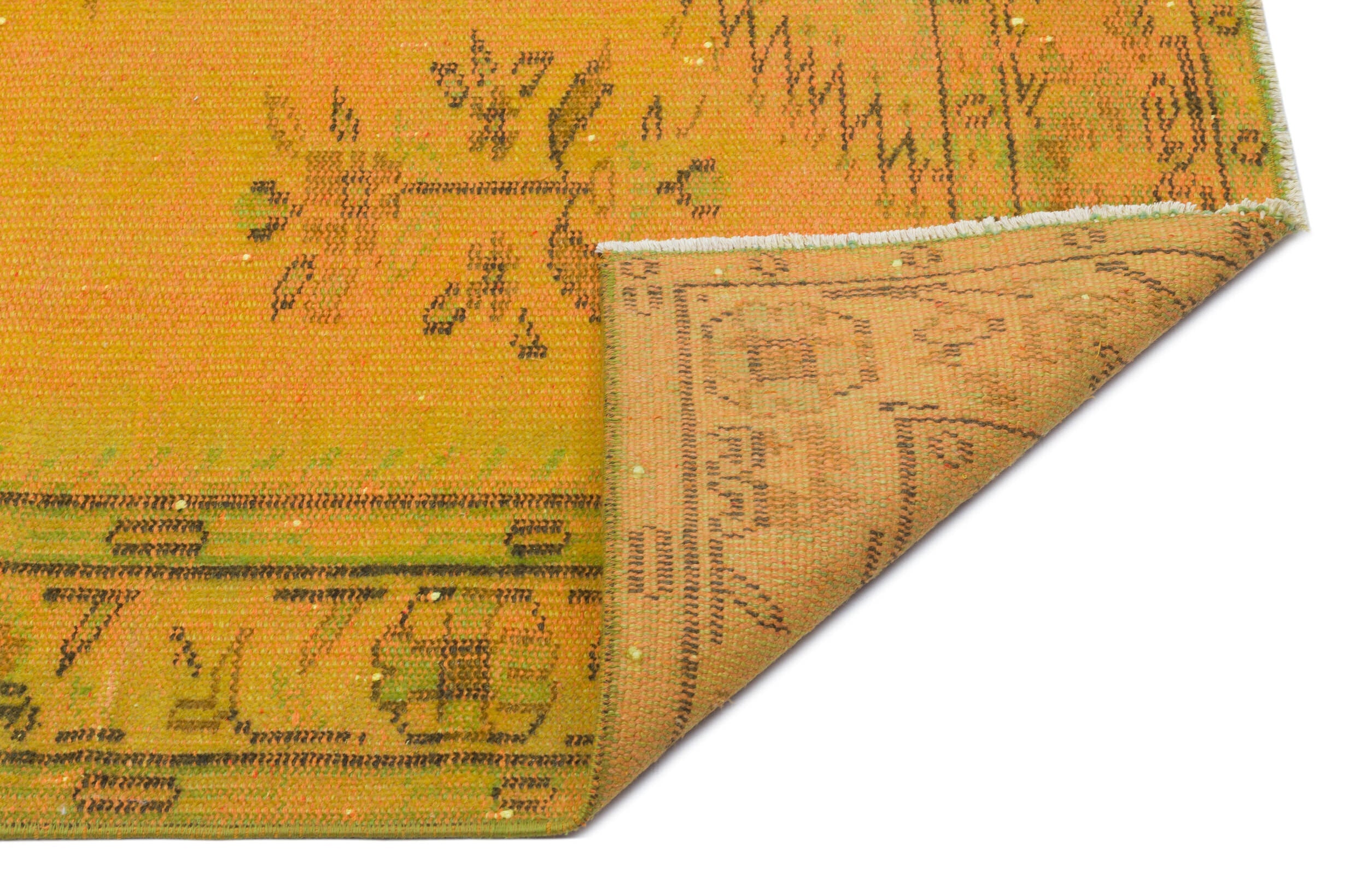 Atina Yellow Vintage Wool Handmade Area Rug 4'11" x 8'9"