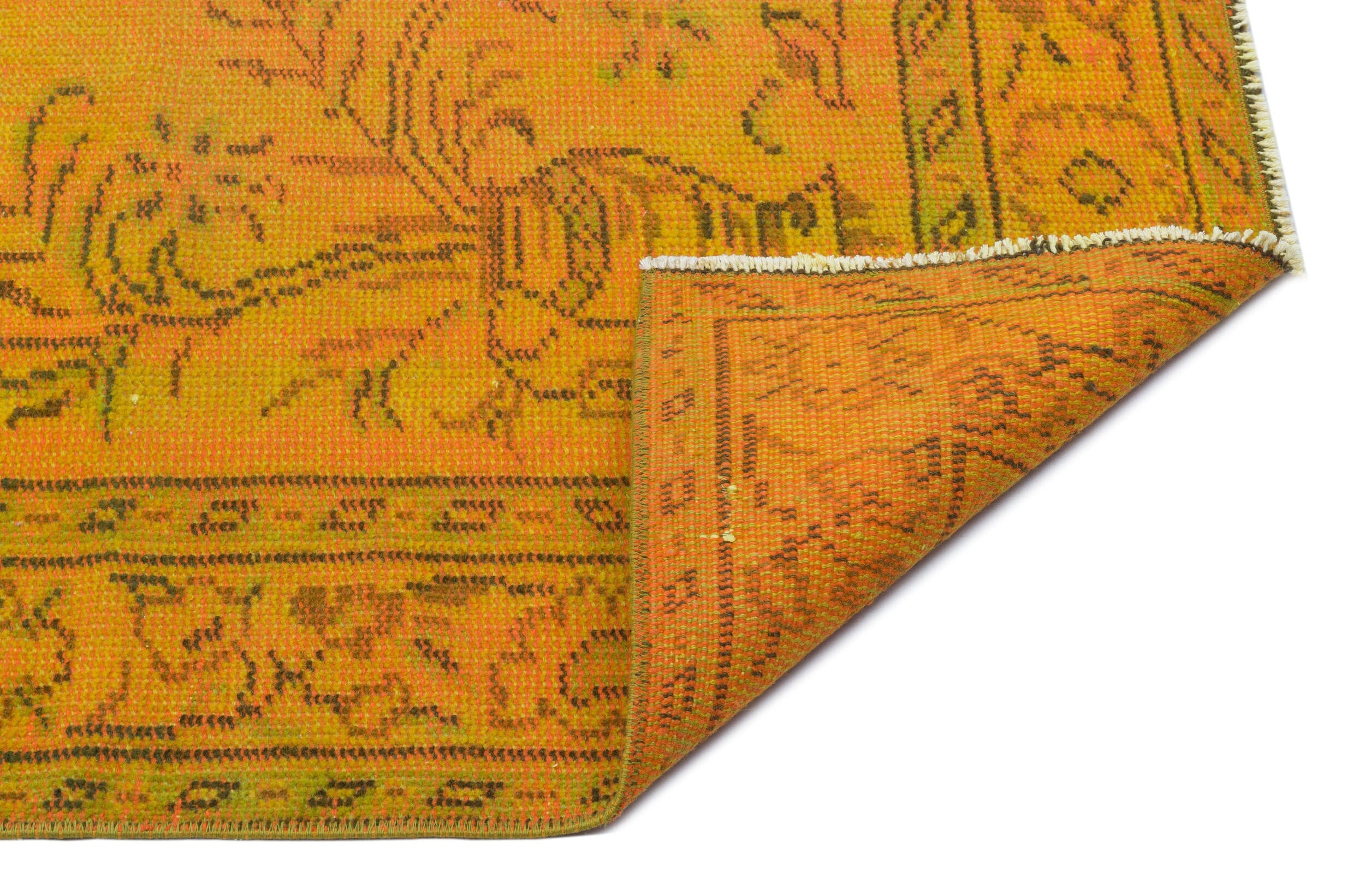 Atina Yellow Vintage Wool Handmade Area Rug 5'6" x 8'8"