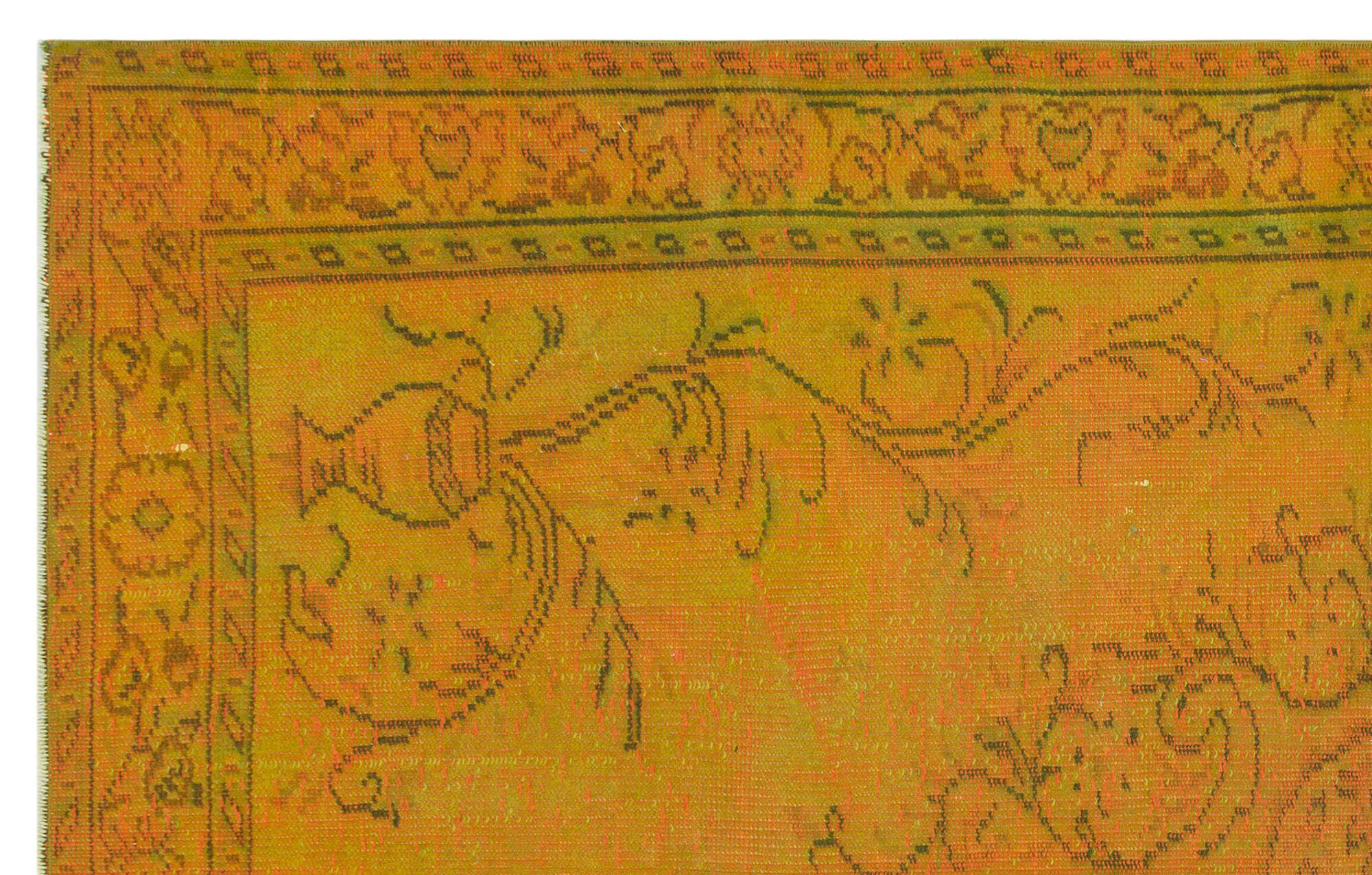 Atina Yellow Vintage Wool Handmade Area Rug 5'6" x 8'8"