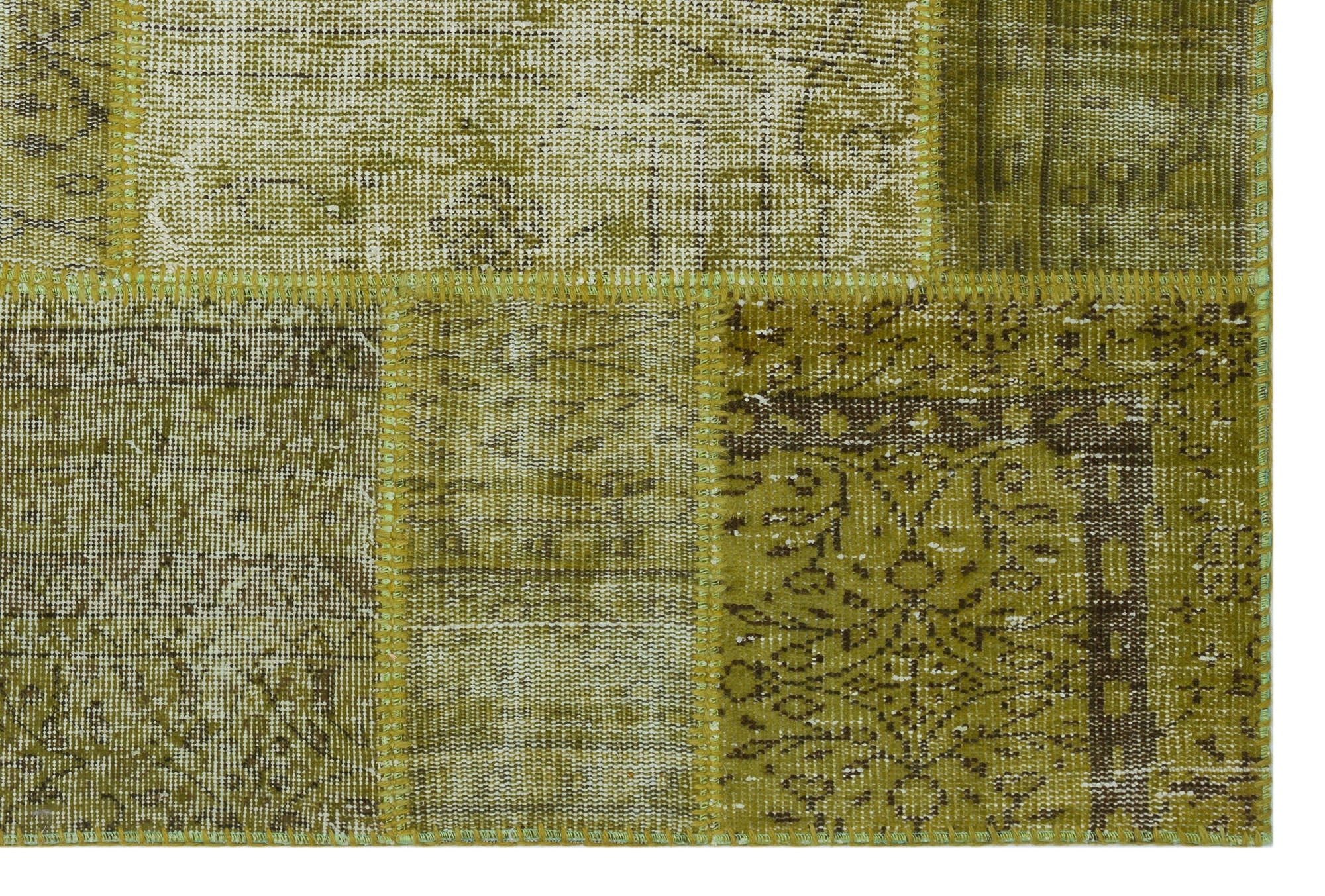 Iskece 31104 Green Vintage Wool Handmade Area Rug 3'11" x 5'11"