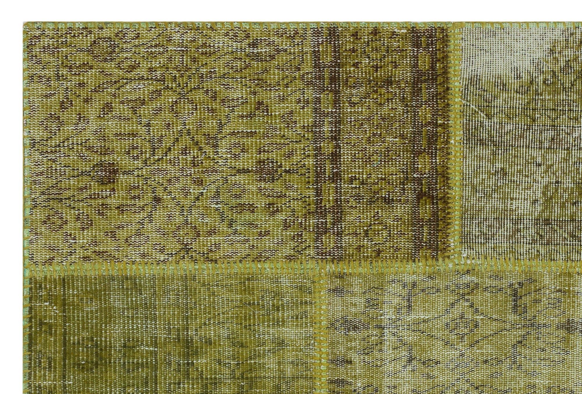 Iskece 31104 Green Vintage Wool Handmade Area Rug 3'11" x 5'11"