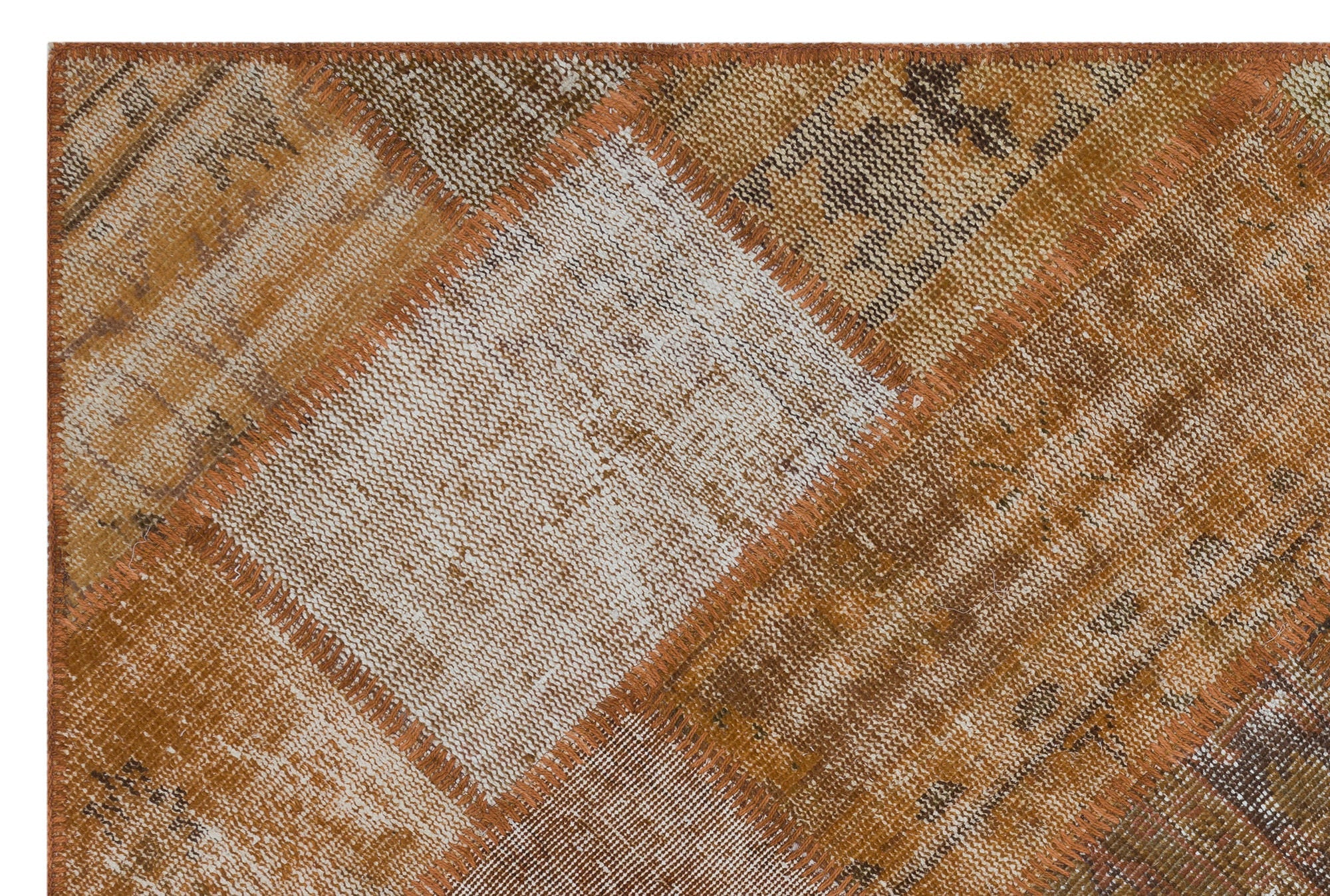 Iskece 31111 Brown Patchwork Wool Handmade Area Rug 3'11" x 5'11"