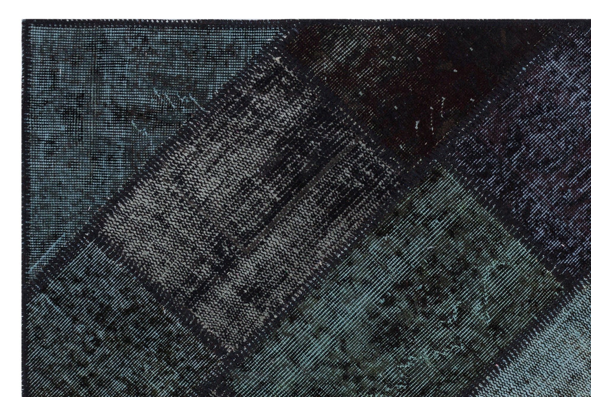 Iskece 31118 Black Patchwork Wool Handmade Area Rug 3'11" x 5'11"