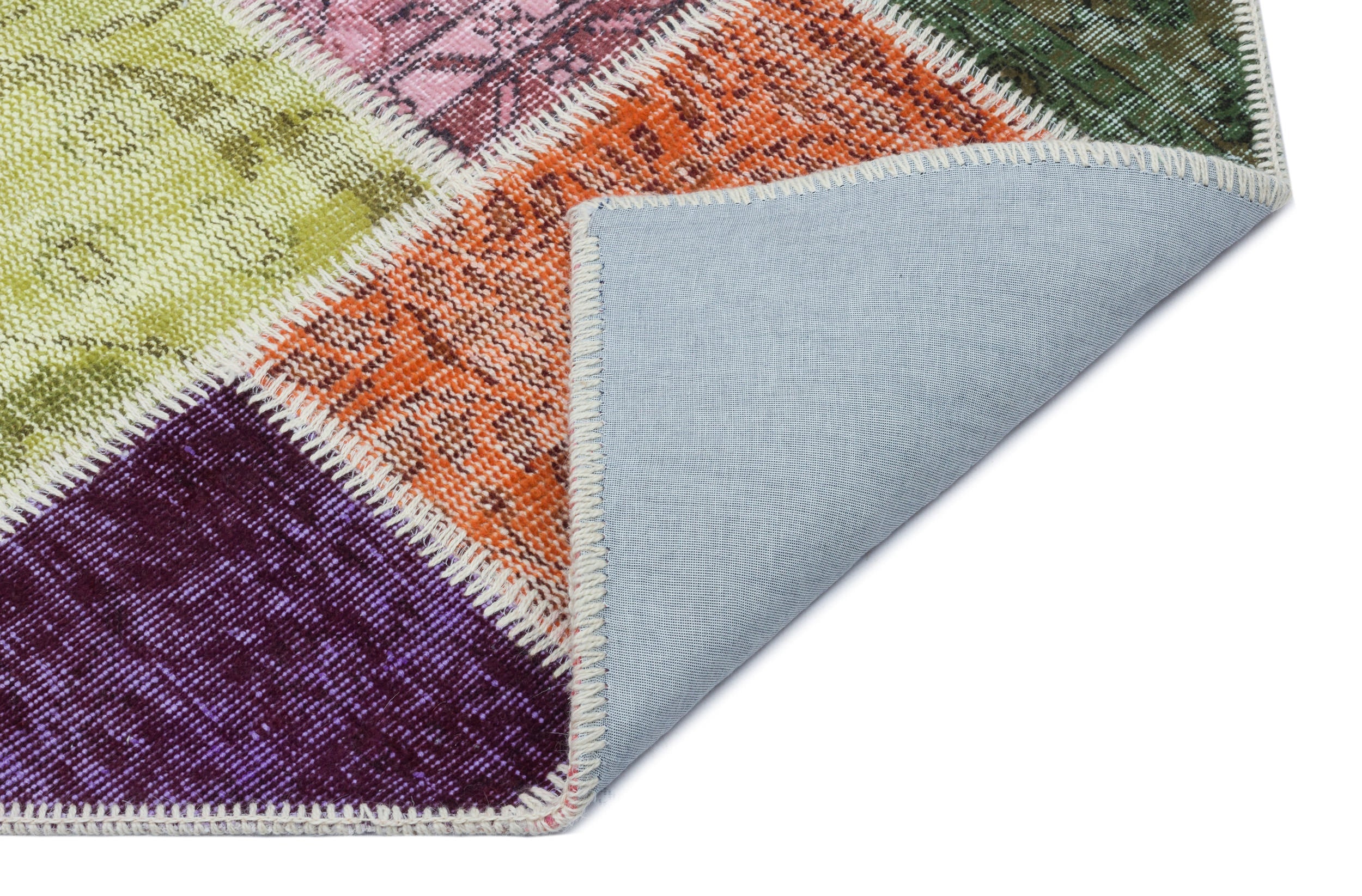 Iskece 31125 Beige Patchwork Wool Handmade Area Rug 3'11" x 5'11"
