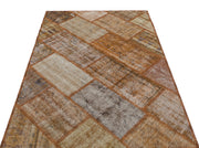 Iskece 31141 Brown Patchwork Wool Handmade Area Rug 3'11" x 5'11"