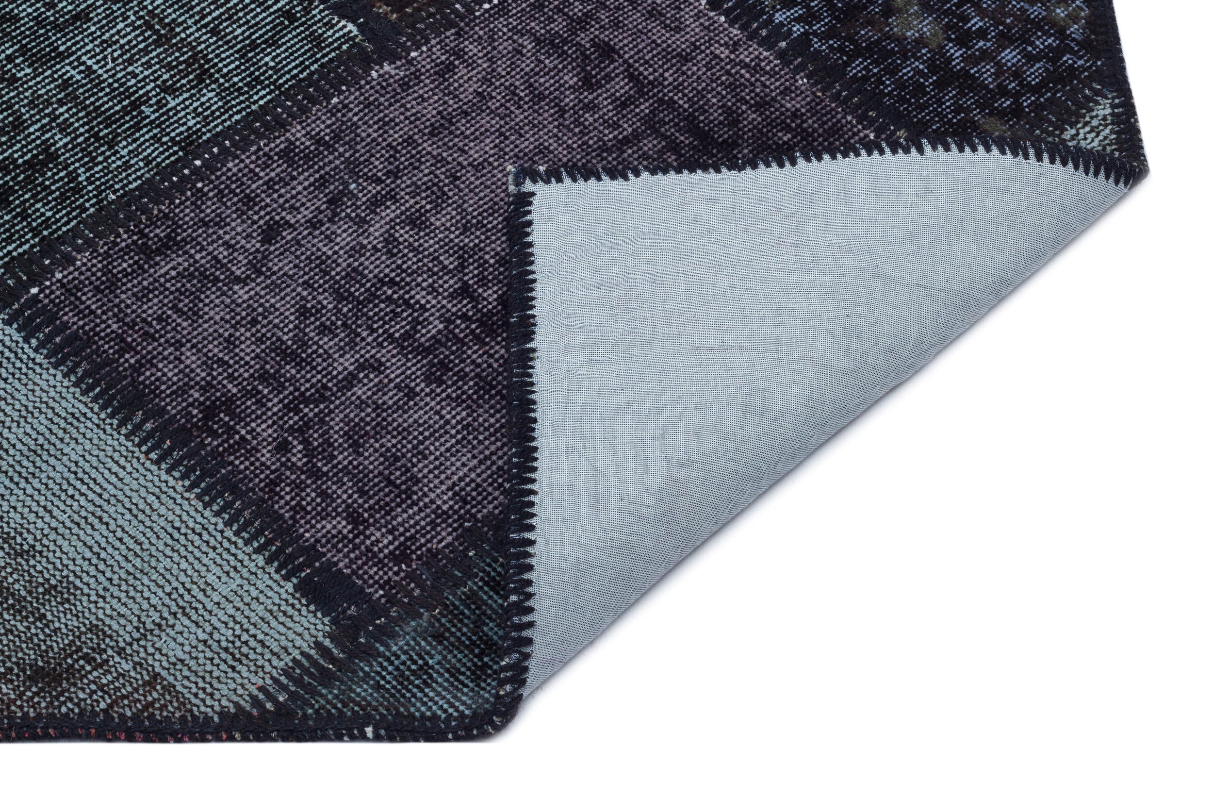 Iskece 31147 Black Patchwork Wool Handmade Area Rug 3'11" x 5'11"