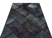 Iskece 31147 Black Patchwork Wool Handmade Area Rug 3'11" x 5'11"