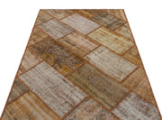 Iskece 31149 Brown Patchwork Wool Handmade Area Rug 3'11" x 5'11"