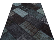 Iskece 31152 Black Patchwork Wool Handmade Area Rug 3'11" x 5'11"