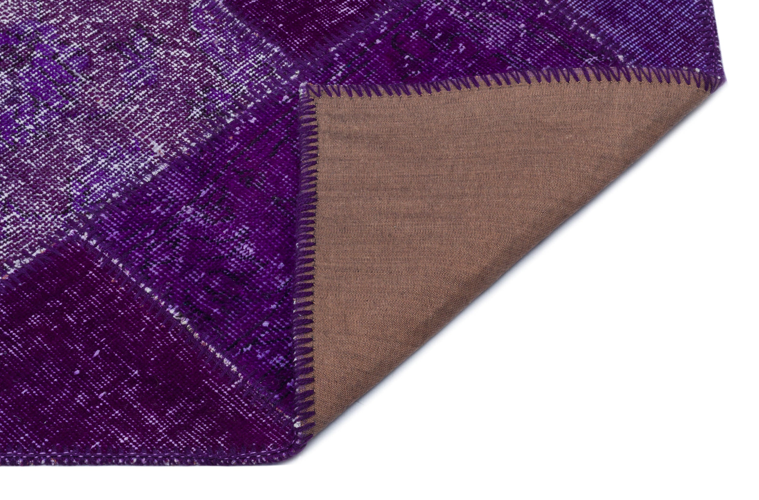 Iskece 31181 Purple Patchwork Wool Handmade Area Rug 3'11" x 5'11"
