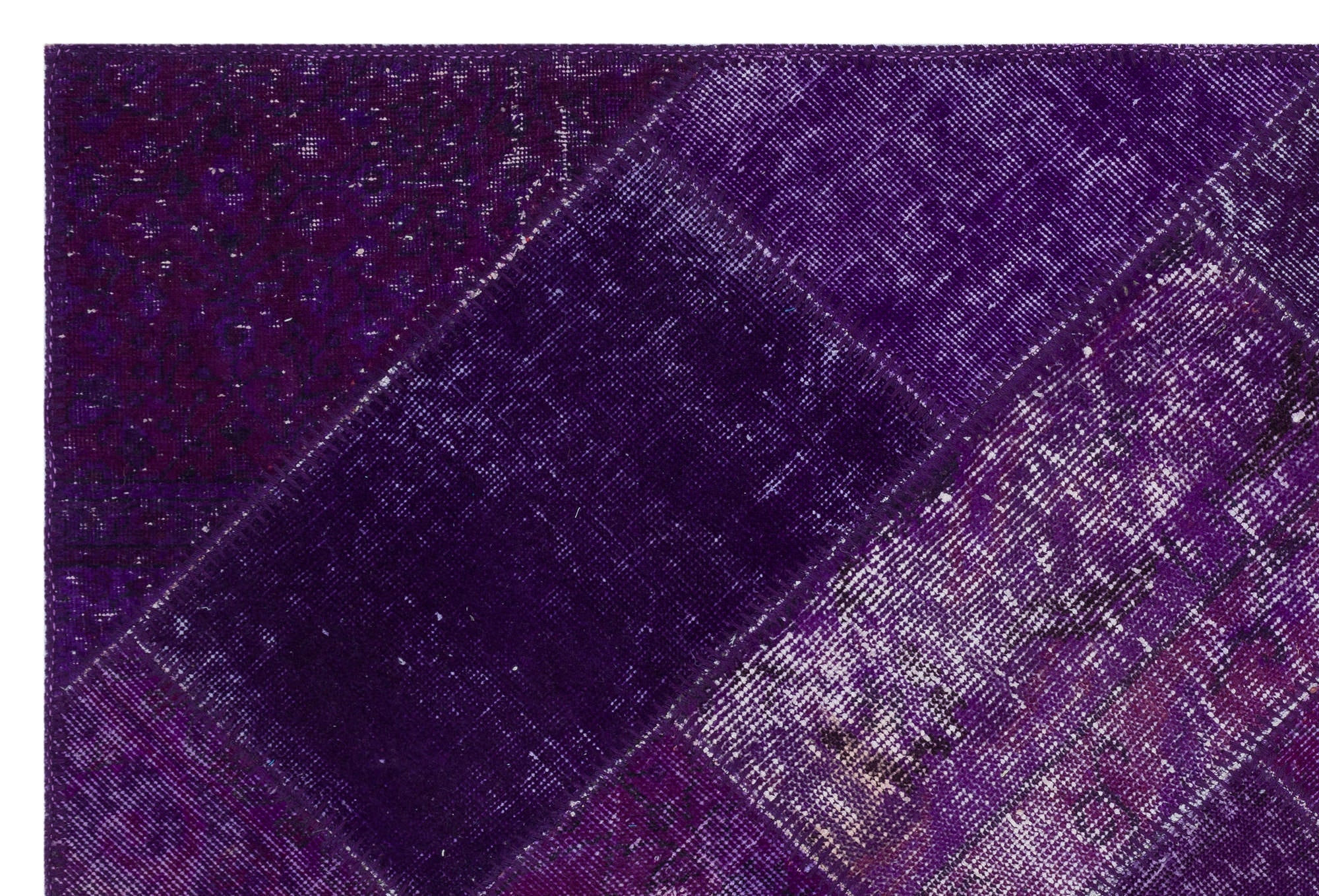 Iskece 31181 Purple Patchwork Wool Handmade Area Rug 3'11" x 5'11"